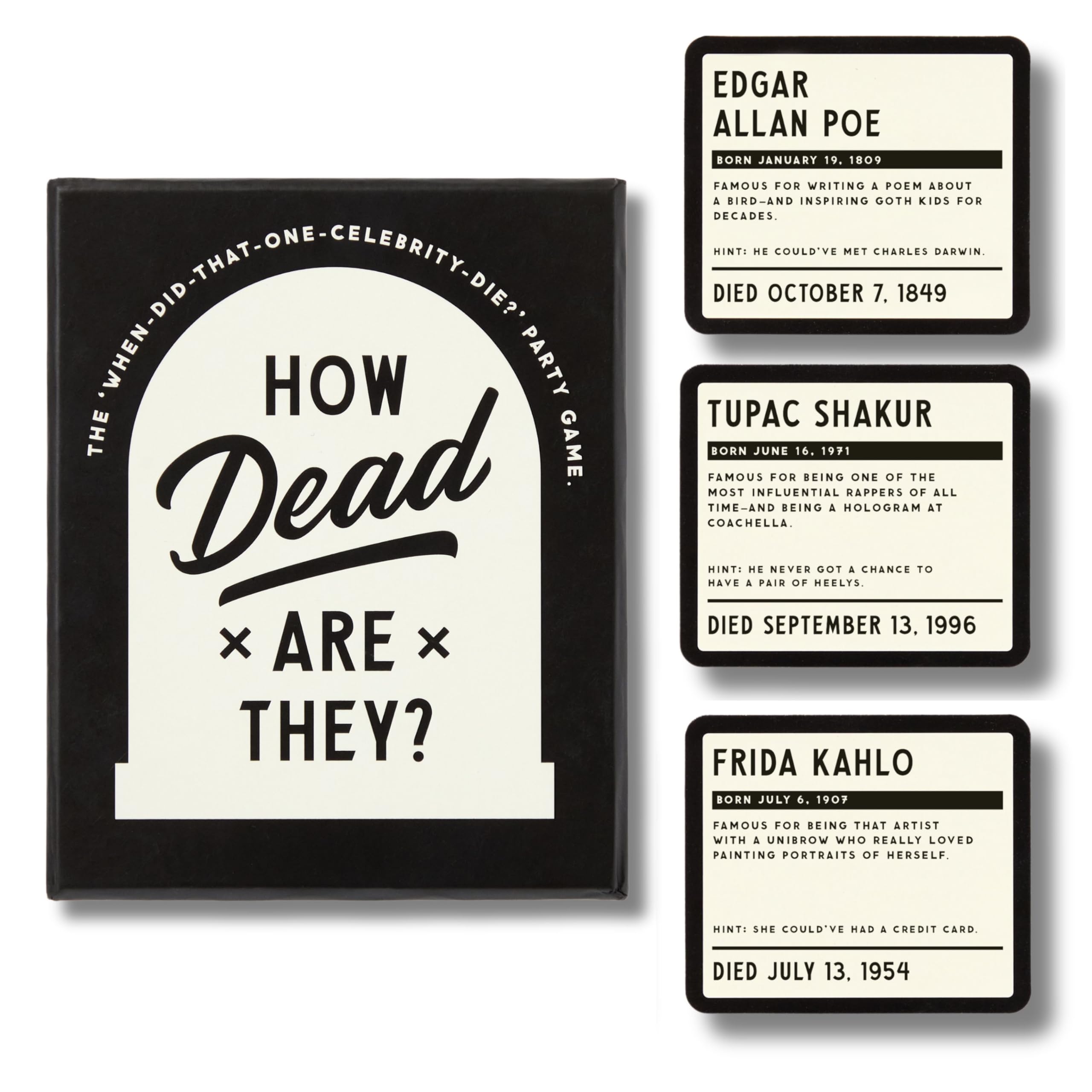 Brass Monkey How Dead are They – Party Game with 350 Game Card Prompts and Trivia Facts to Figure Out When Celebrities Died, 2+ Players