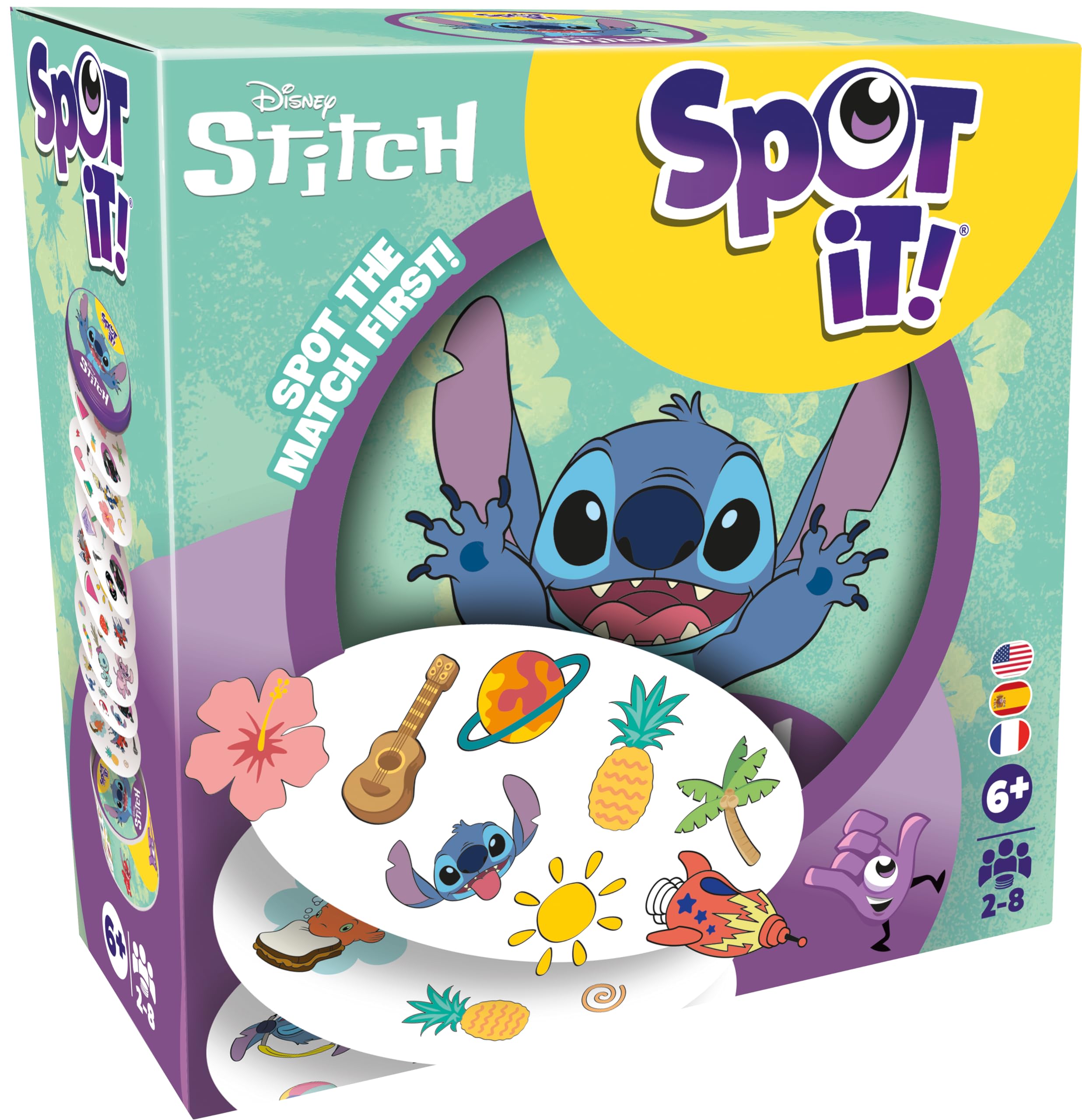 Asmodee Spot It! Disney Stitch - Quick Observation Card Game Featuring Beloved Characters, Fun Matching Game for Kids and Adults, Ages 6+, 2-8 Players, 15 Minute Playtime