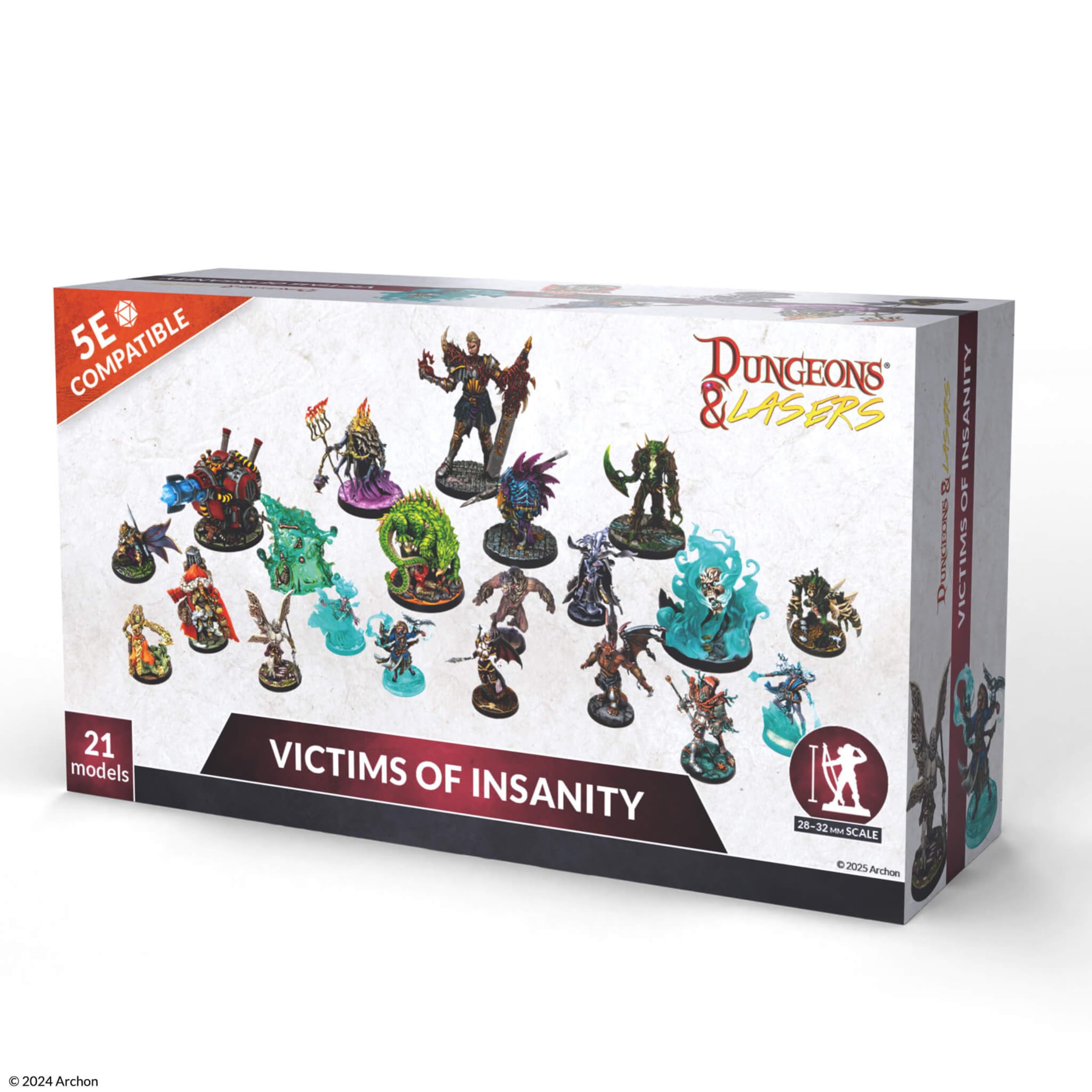 Dungeons & Lasers: Victims of Insanity DND Miniatures - 21 Models with Scenic Bases - Unpainted, Unassembled - for Ages 14+