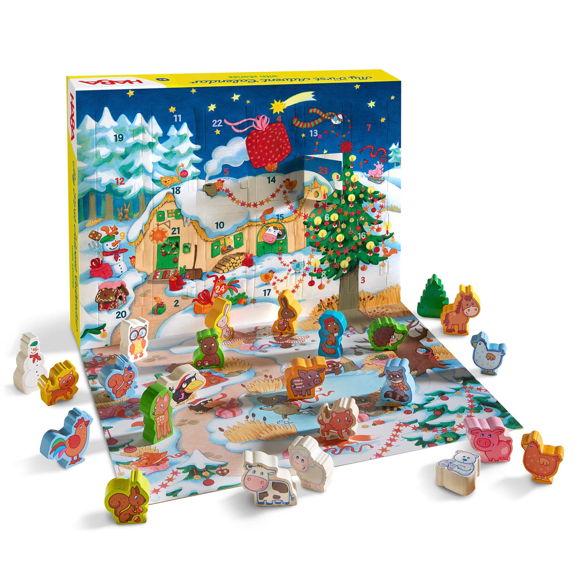 HABA My First Advent Calendar Farmyard Themed Wooden Animals, Christmas Toddler Activities, A Reusable Advent Calendar for Kids
