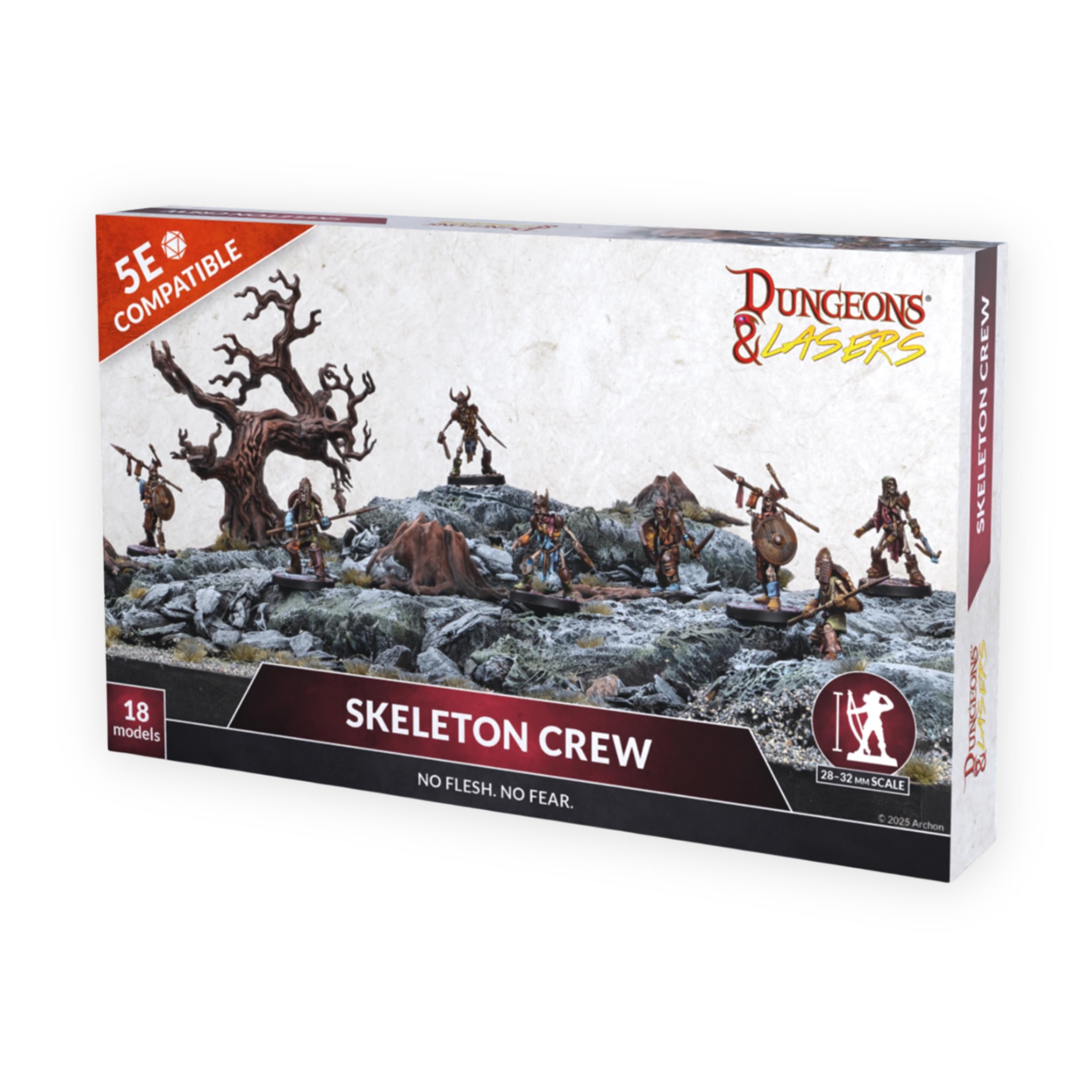 Dungeons & Lasers: Skeleton Crew DND Miniatures - 18 Model Set - 5e Compatible 32mm Scale - Assembly and Painting Required - for 14 Years +