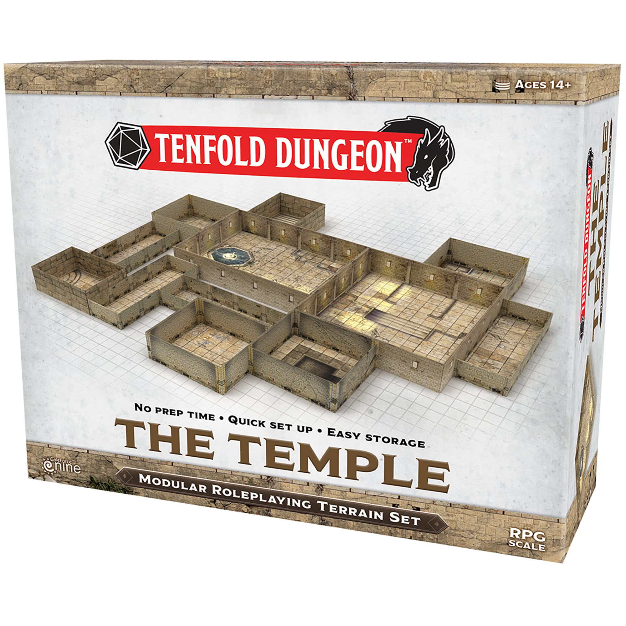 Gale Force Nine Tenfold Dungeon: The Temple - Modular Roleplaying Terrain Set & 5e RPG Adventure (GF9TFD04)