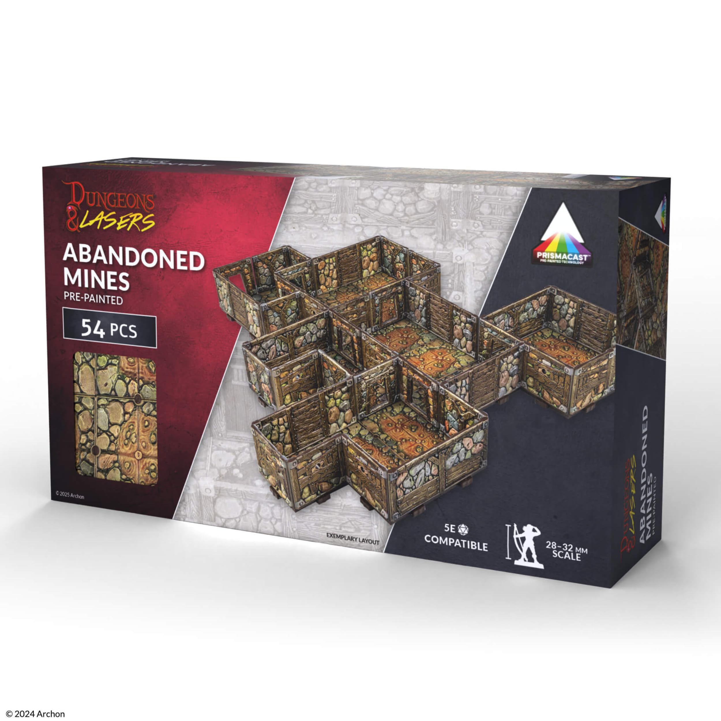 Dungeons & Lasers: Abandoned Mines Prepainted Terrain Sets for DND and Tabletop RPG Games - 5E Compatible with 28mm-32mm Scale Miniatures - Modular Design for Fast Assembly