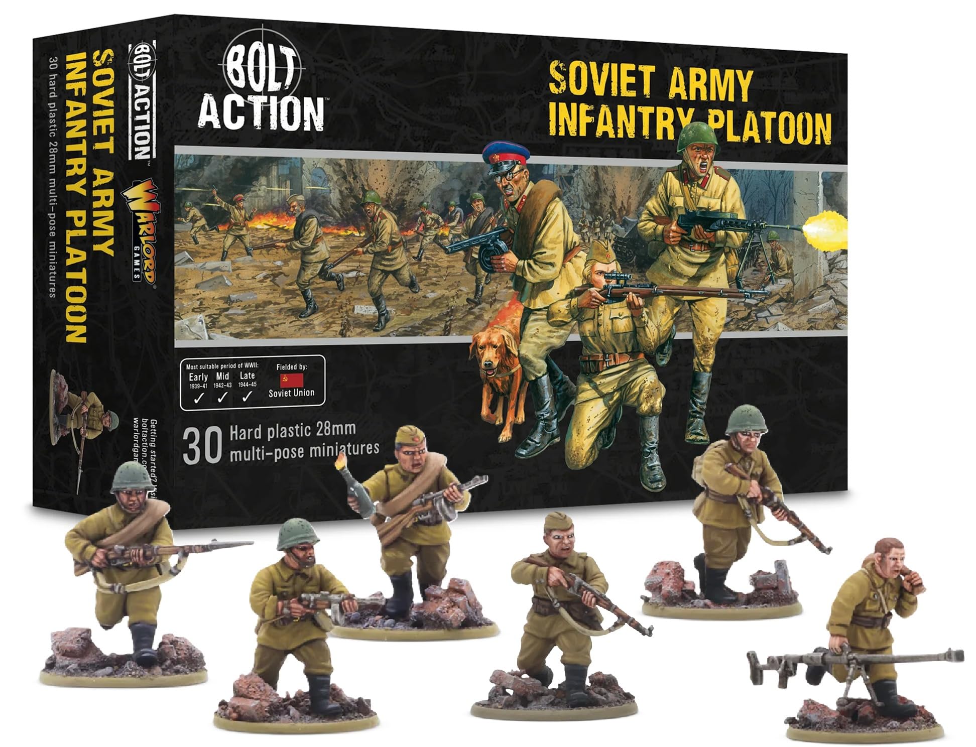 Warlord Games Soviet Army Infantry Platoon - 28mm Scale Plastic Miniatures for Bolt Action Highly Detailed World War 2 Miniatures