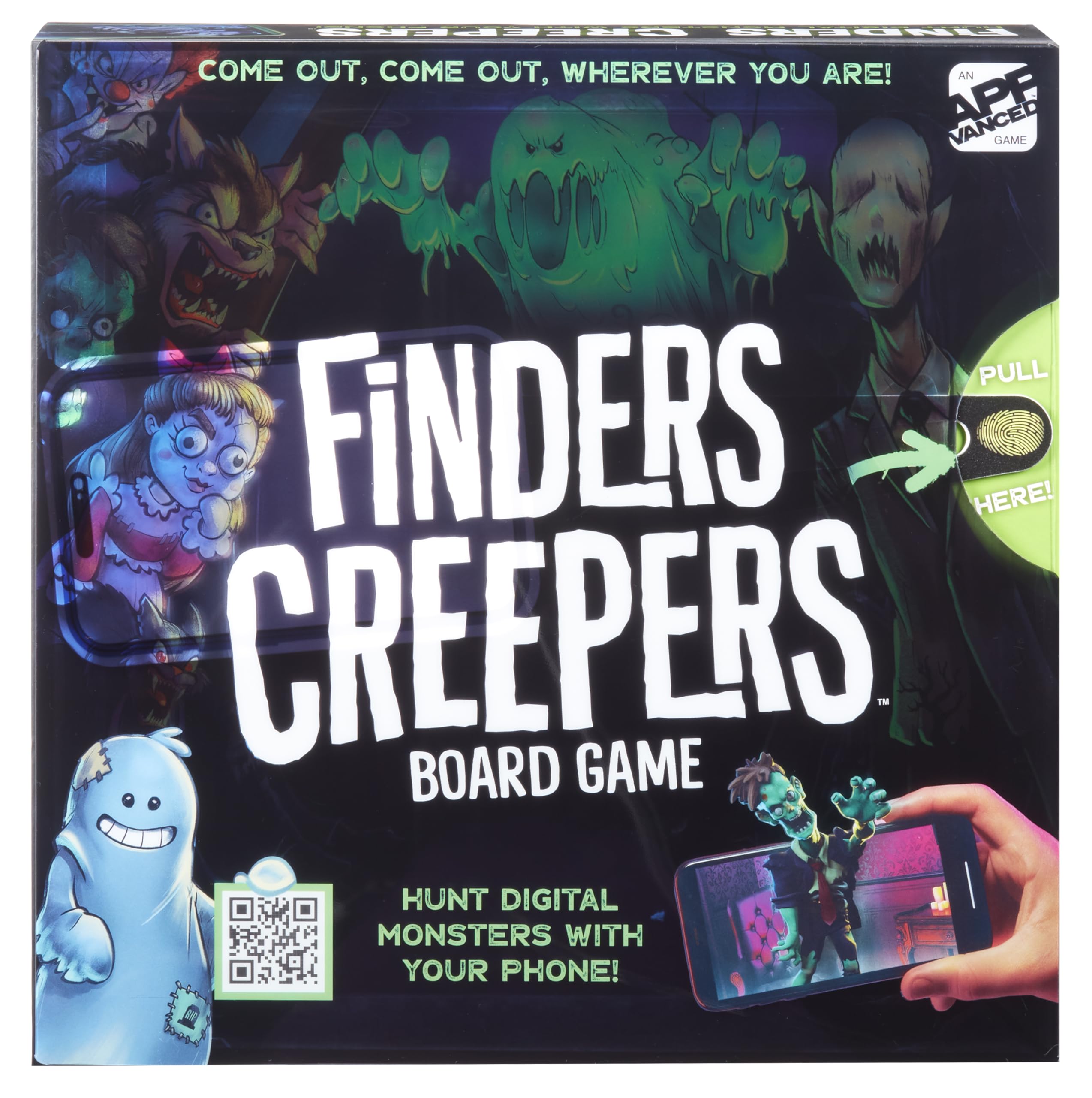 Micro Games of America™ Finders Creepers Board Game an App-Vanced™ Game – Hunt Digital Monsters with Your Phone, 2-4 Players, Ages 8+