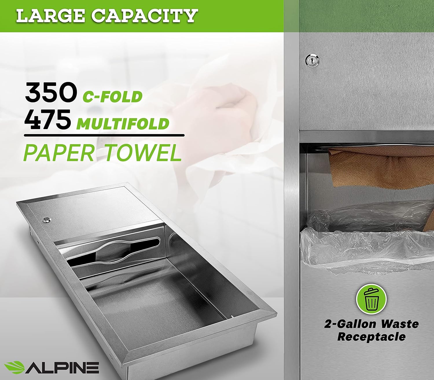 Recessed Paper Towel Dispenser / Waste Receptacle