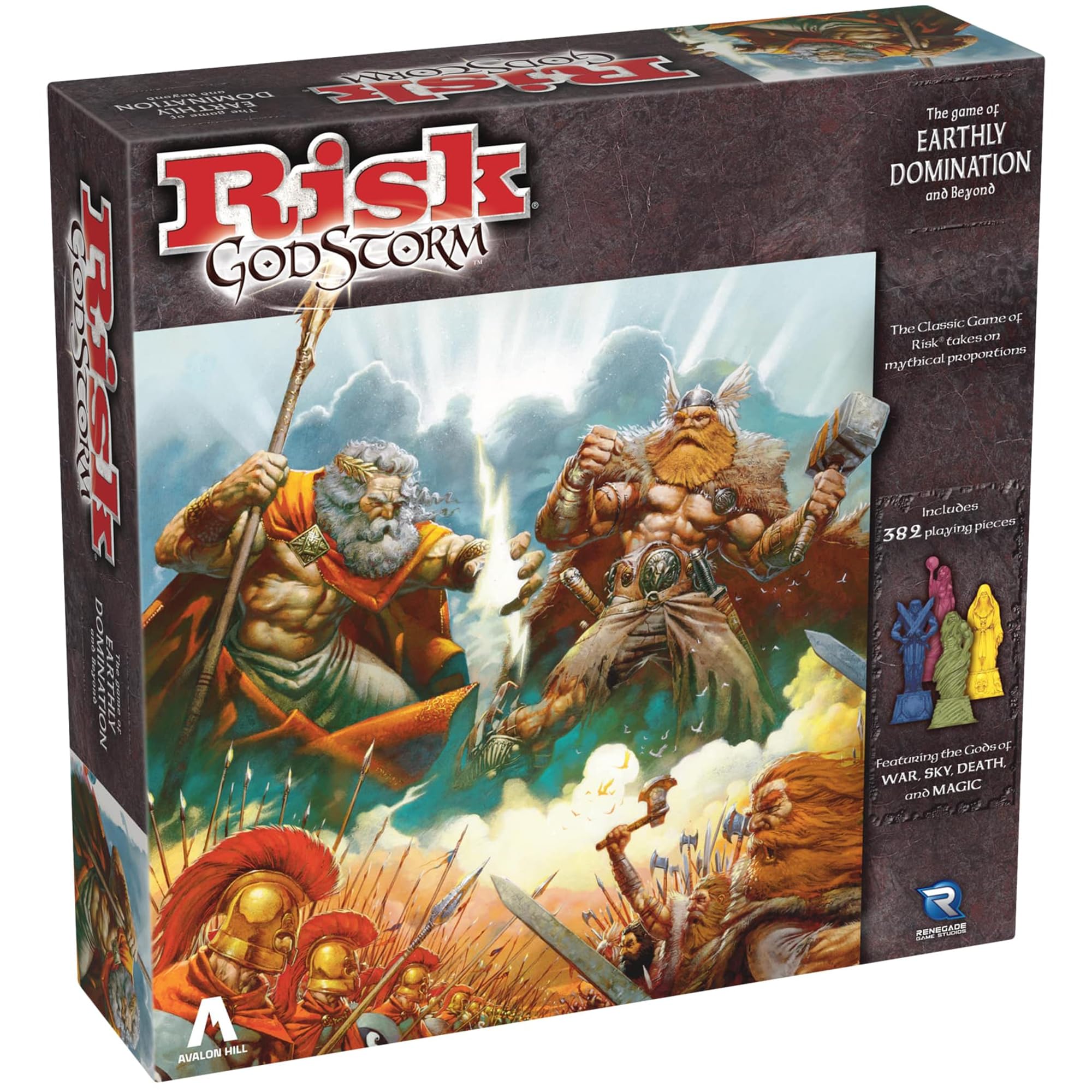 Renegade Game Studios: Risk: Godstorm - Command 5 Ancient Cultures! War Strategy Board Game, Rules for Godstorm & Classic Risk, Ages 10+, 2-5 Players