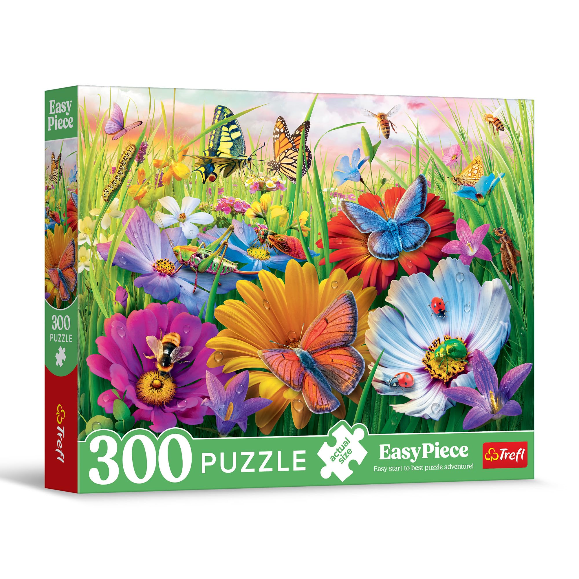 Trefl - Puzzle EasyPiece: Insects in The Meadow - 300 Pieces - Large Pieces, Easy Puzzle, for Adults and Children Aged 10 and Older