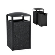 Alpine Industries Rugged 55-Gallon All Weather Trash Container with Door - Grey Stone Panels