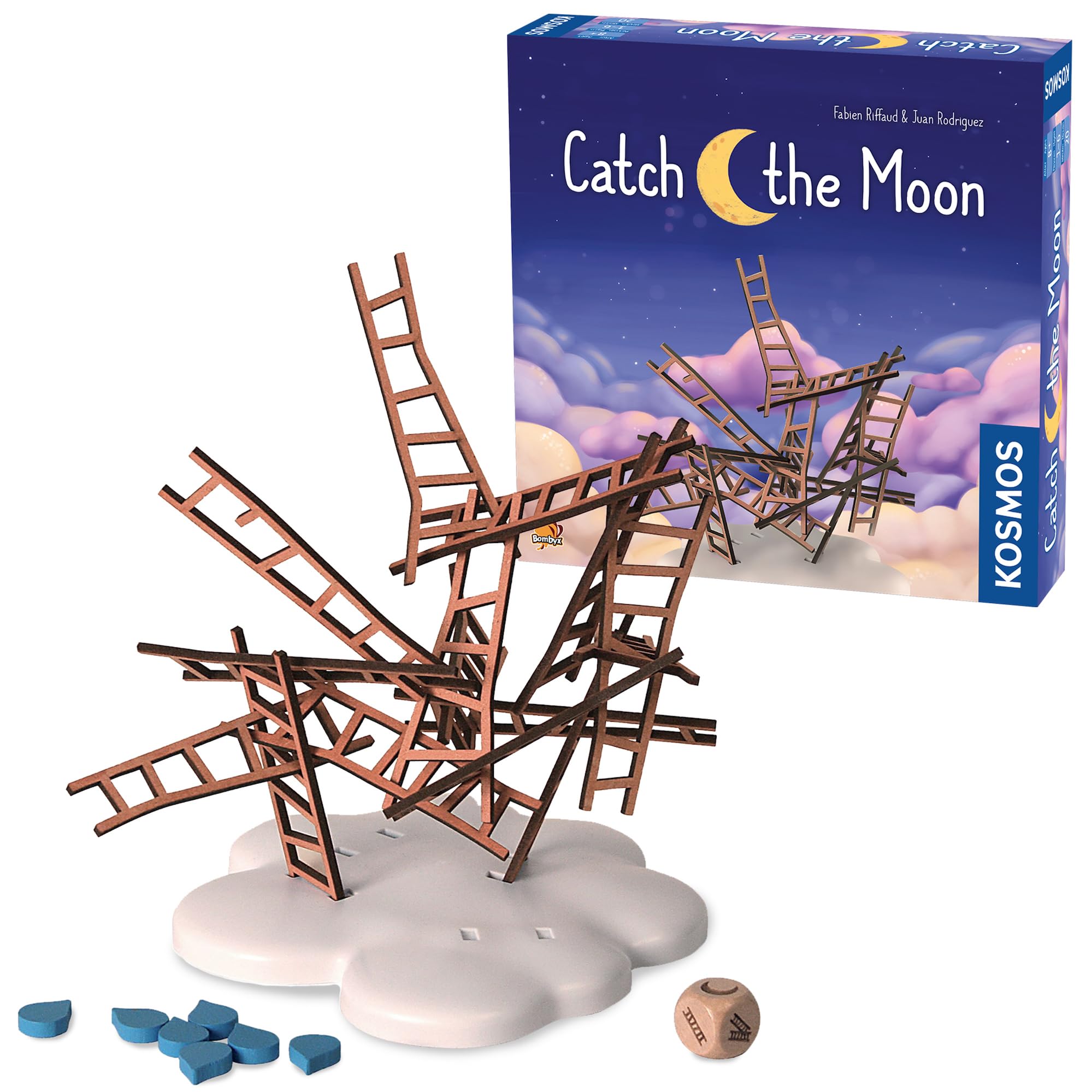 Catch The Moon | Dexterity Stacking Board Game for 1 to 6 Players | Beautiful Design & Whimsical Theme, Balance Wooden Ladders to Reach The Moon | Family Game Night Favorite | Ages 8+