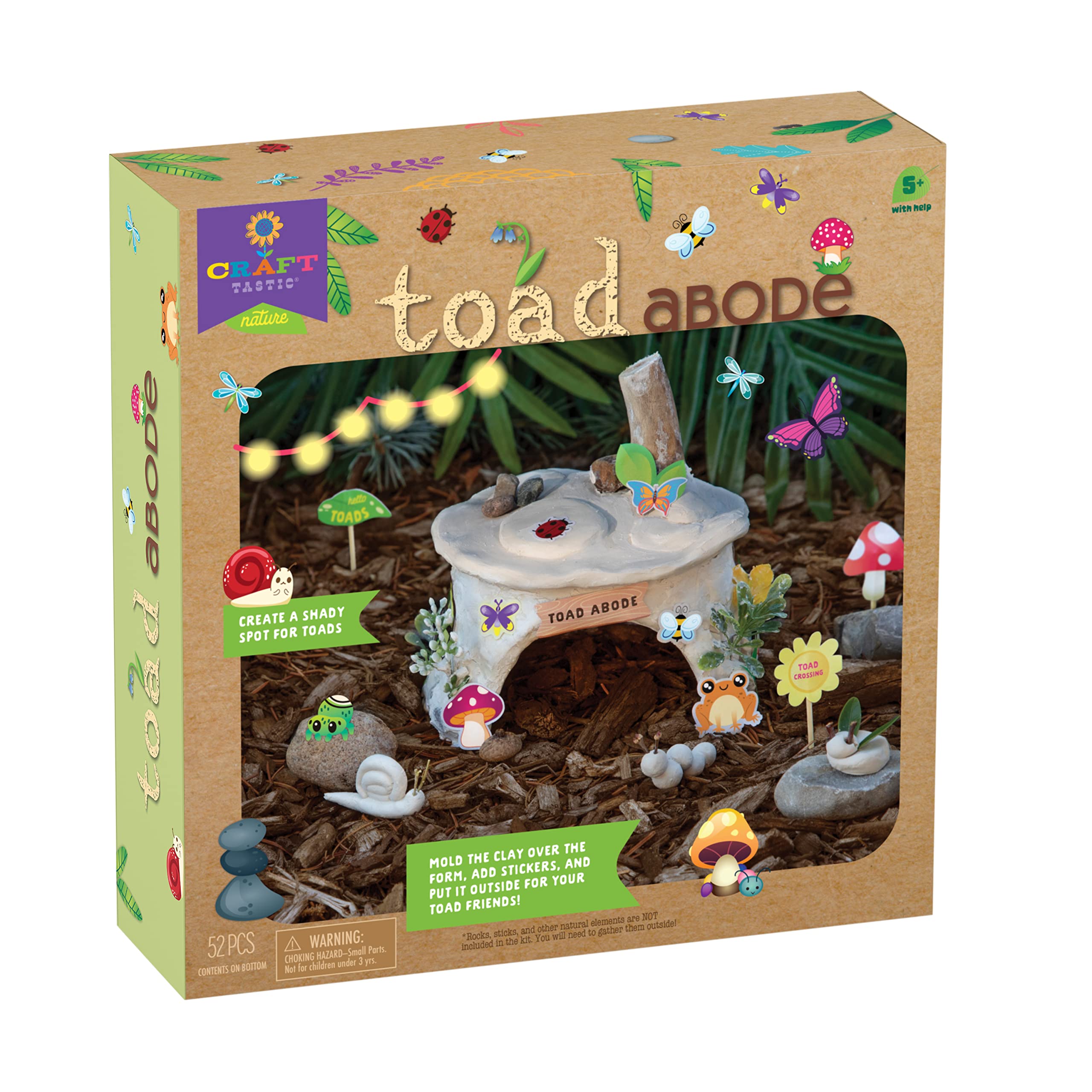 Craft-Tastic — Nature Toad Abode — Kid’s Arts and Craft Kit — Build an Outdoor Mushroom Home — for Ages 5+