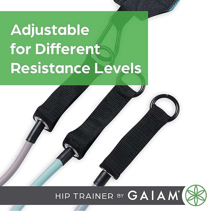 Gaiam Squat Band & Hip Trainer Set - Fabric Resistance Band with 3 Adjustable Resistance Tubes, Home Gym Equipment to Exercise Thigh, Leg, Hip, Glute, Booty & Core - Home Gym & Travel Workout Bands
