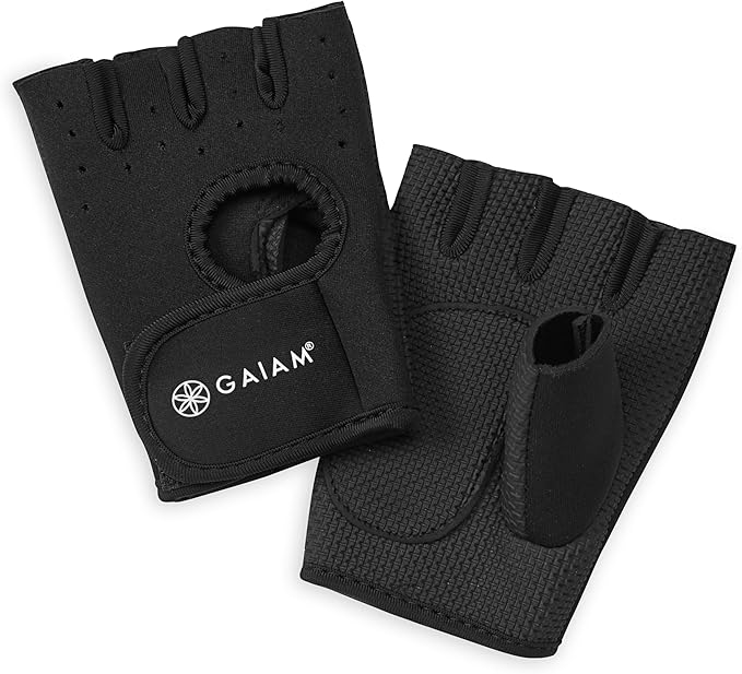 Gaiam Fitness Fingerless Gloves for Men & Women, Medium-Large