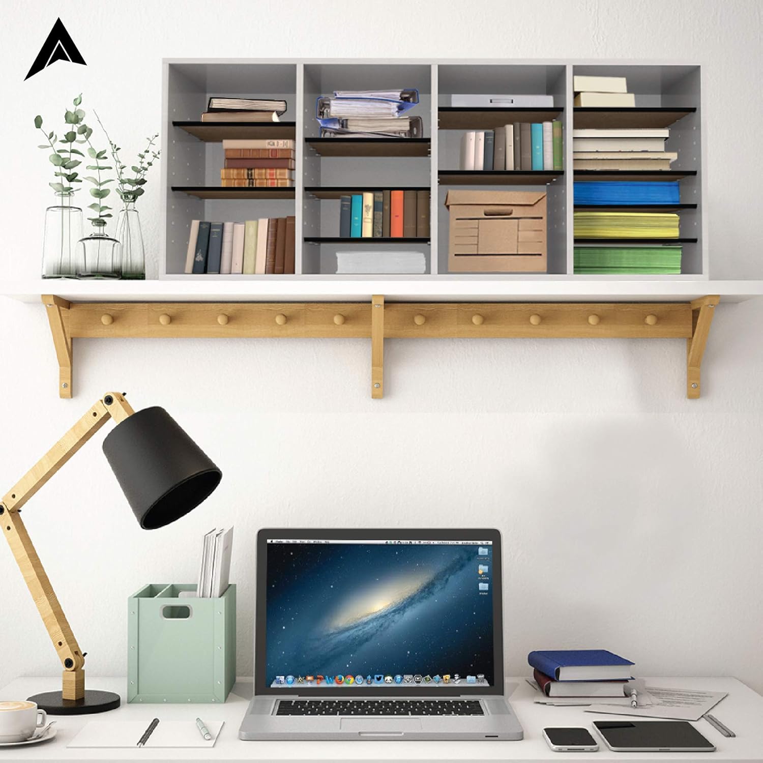 Wood Adjustable 24 Compartment Literature Organizer, White 2 Pack