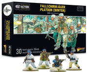 Warlord Bolt Action Winter Fallschirmjäger Platoon Tabletop Miniatures - Plastic Paintable Miniature WW2 Soldiers Set, Unpainted Table Top 28mm Military Minifigures for Adults - Gaming Figurines Pack