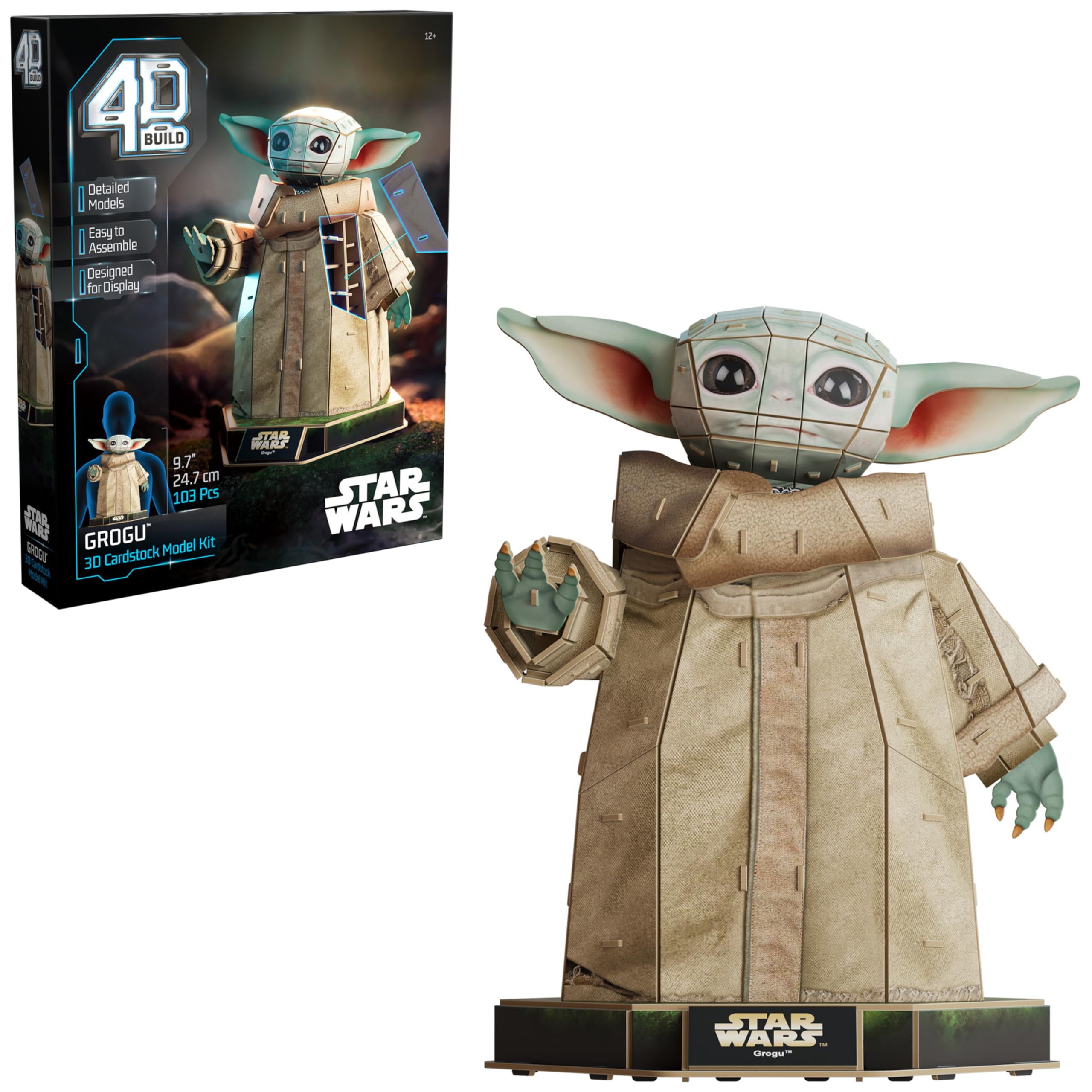 4D Build, Star Wars Grogu 3D Model Kit, Star Wars Collectibles & Desk Decor, Adult Puzzle, Building Toys, 103 Pieces, 3D Puzzles, Gift Ideas for Ages 12 & Up