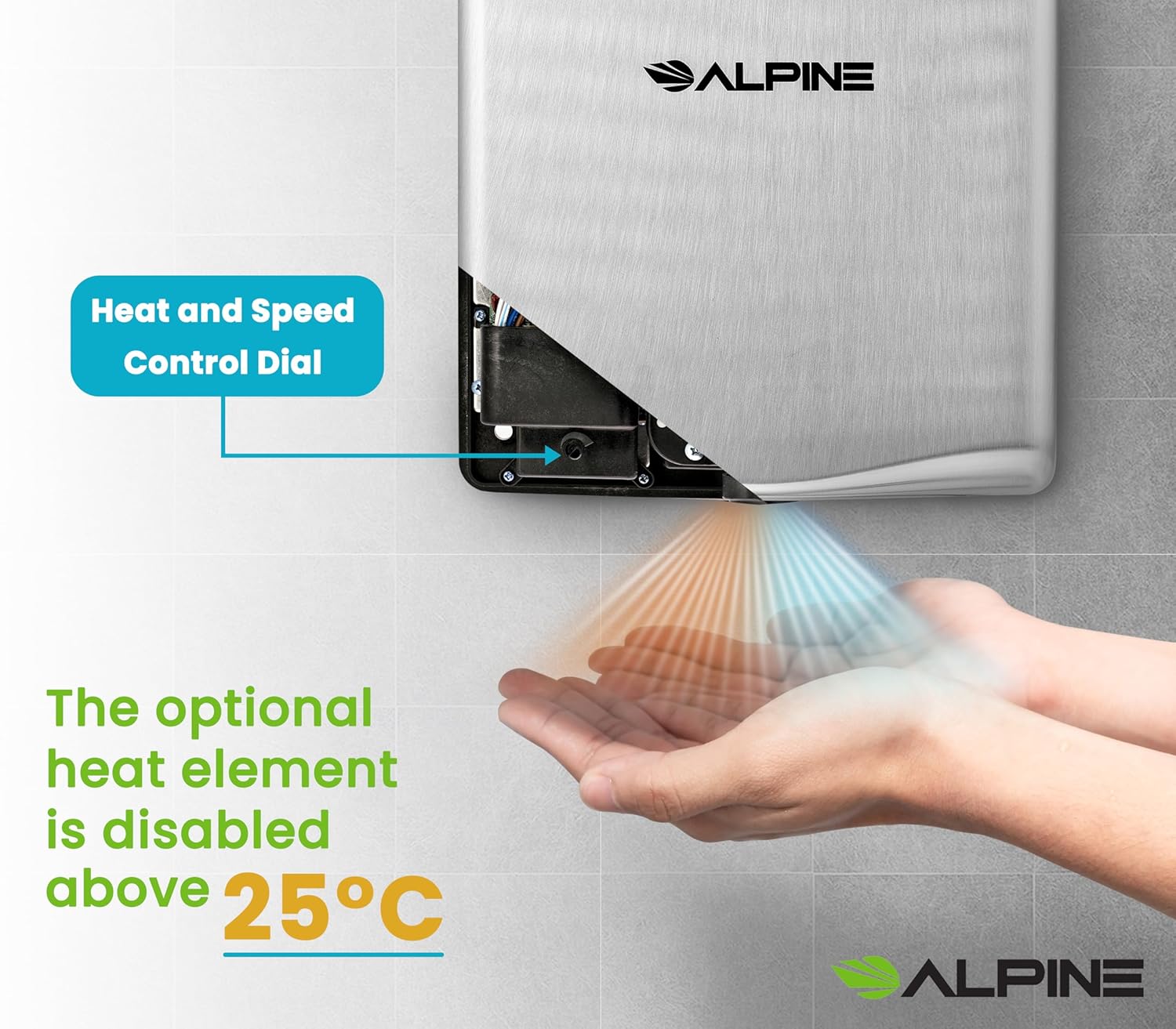Willow High Speed, Commercial Hand Dryer, Stainless Steel, 120V