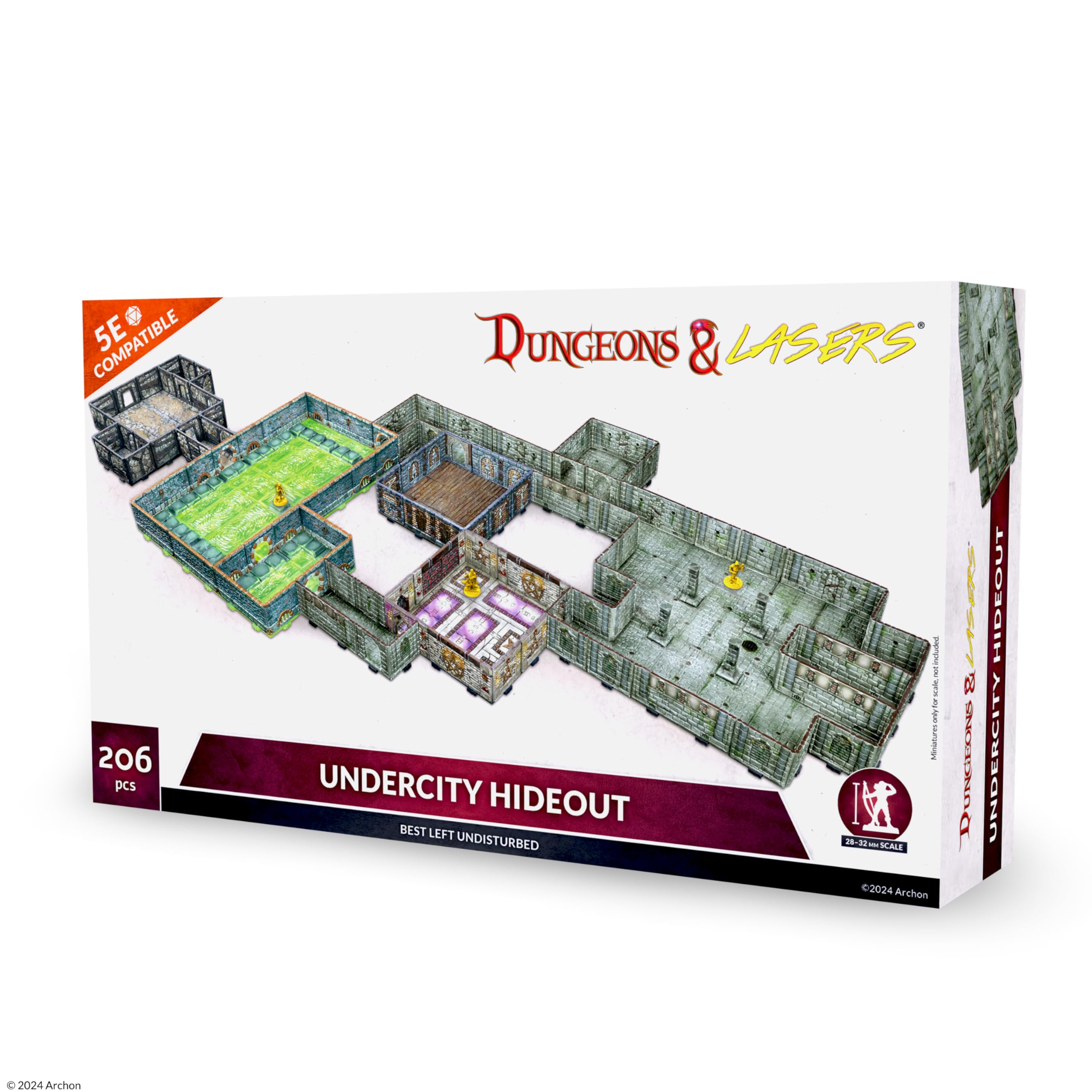 Dungeons & Lasers: Undercity Hideout Terrain Set for DND and Tabletop RPG Games - 5E Compatible for 28mm - 32mm Scale Miniatures - Modular Design for Quick Assembly - Unpainted