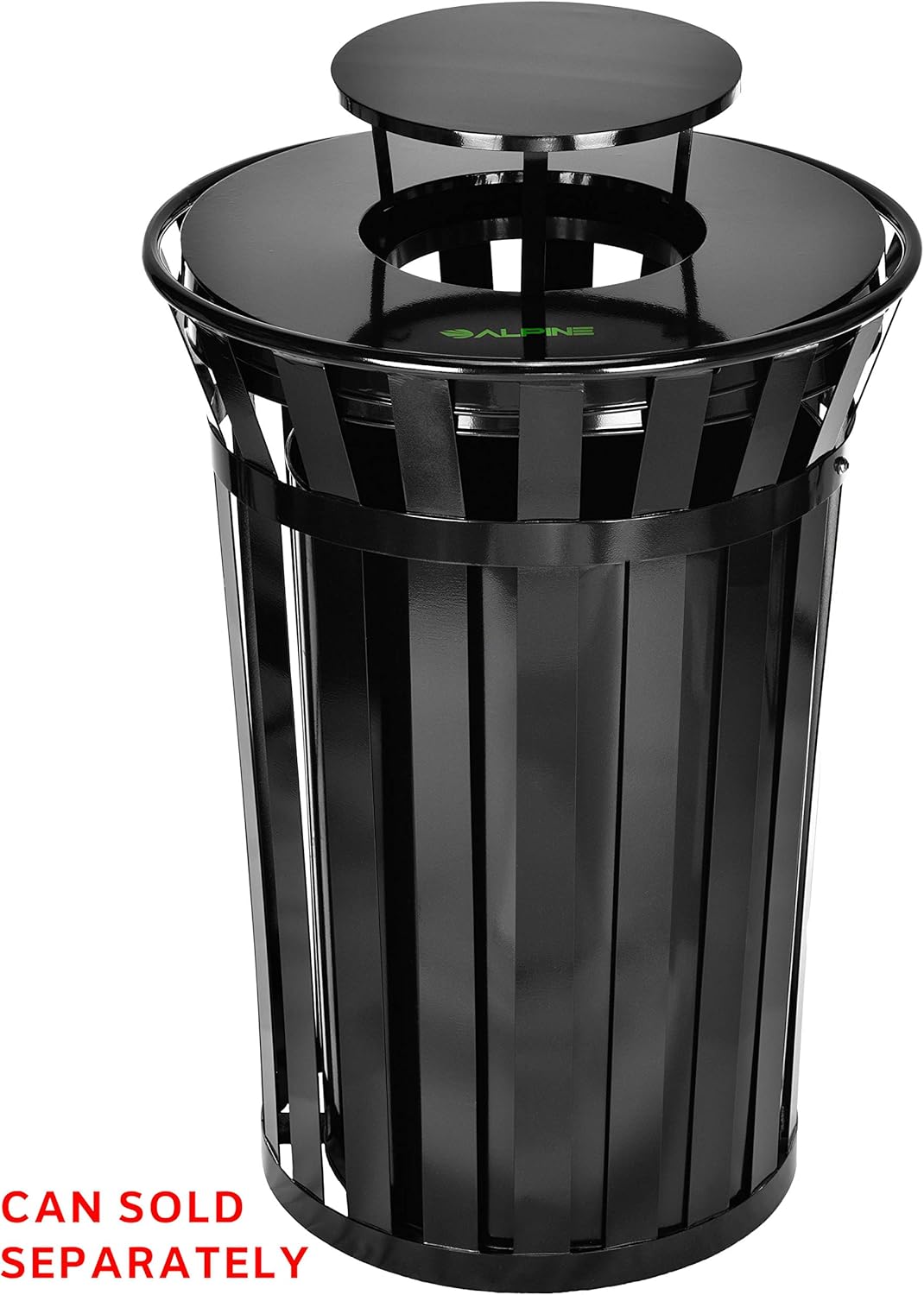 Alpine Industries Rain Bonnet Lid for Outdoor Metal Waste Receptacle - 38 Gallon Black