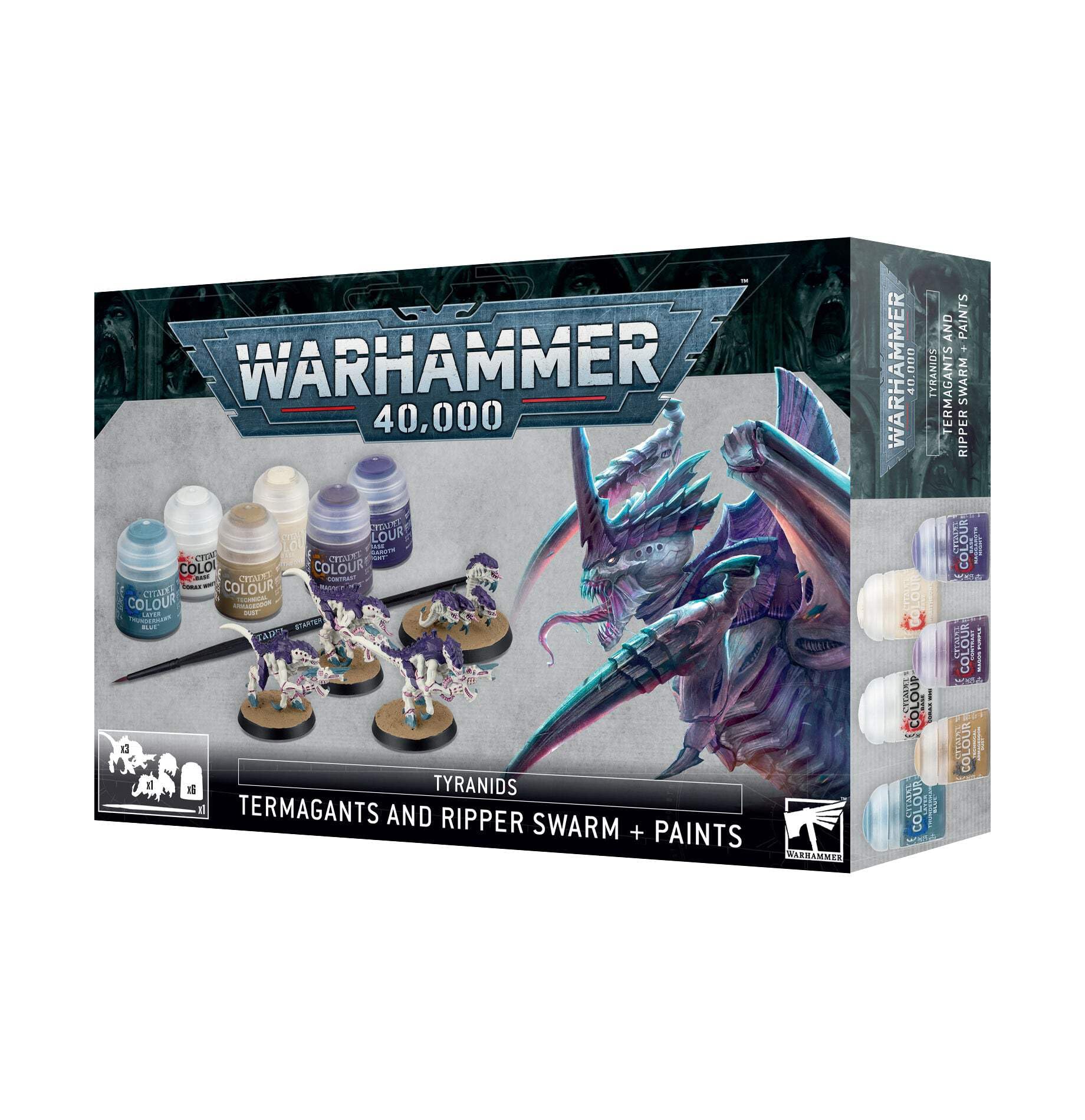 GAMES WORKSHOP Warhammer 40K - Tyranids - Termagants and Ripper Swarm & Paints Set