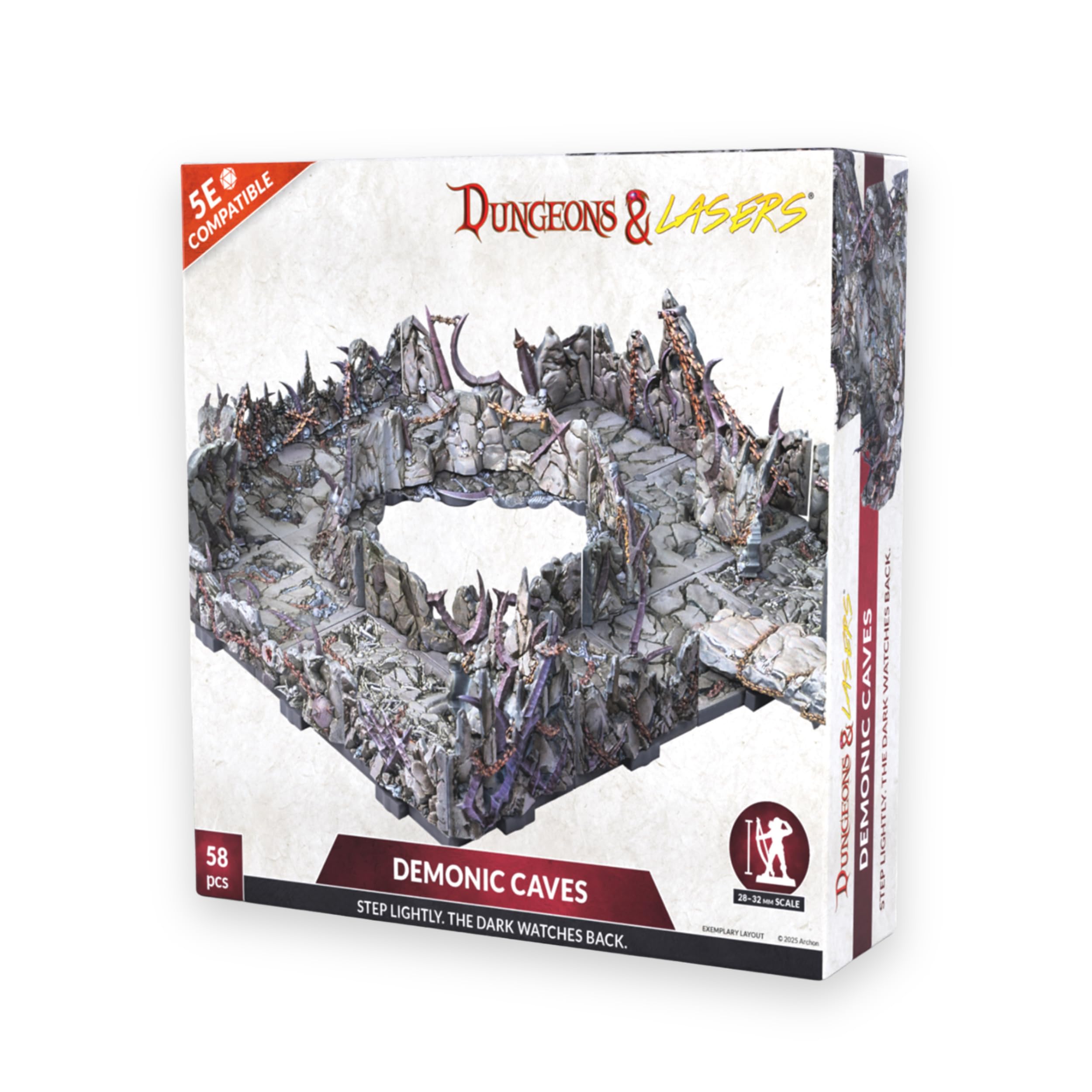 Dungeons & Lasers: Demonic Caves Terrain Set for DND and Tabletop RPG Games, 5E Compatible, Assembly and Painting Required, for Ages 14 Years +