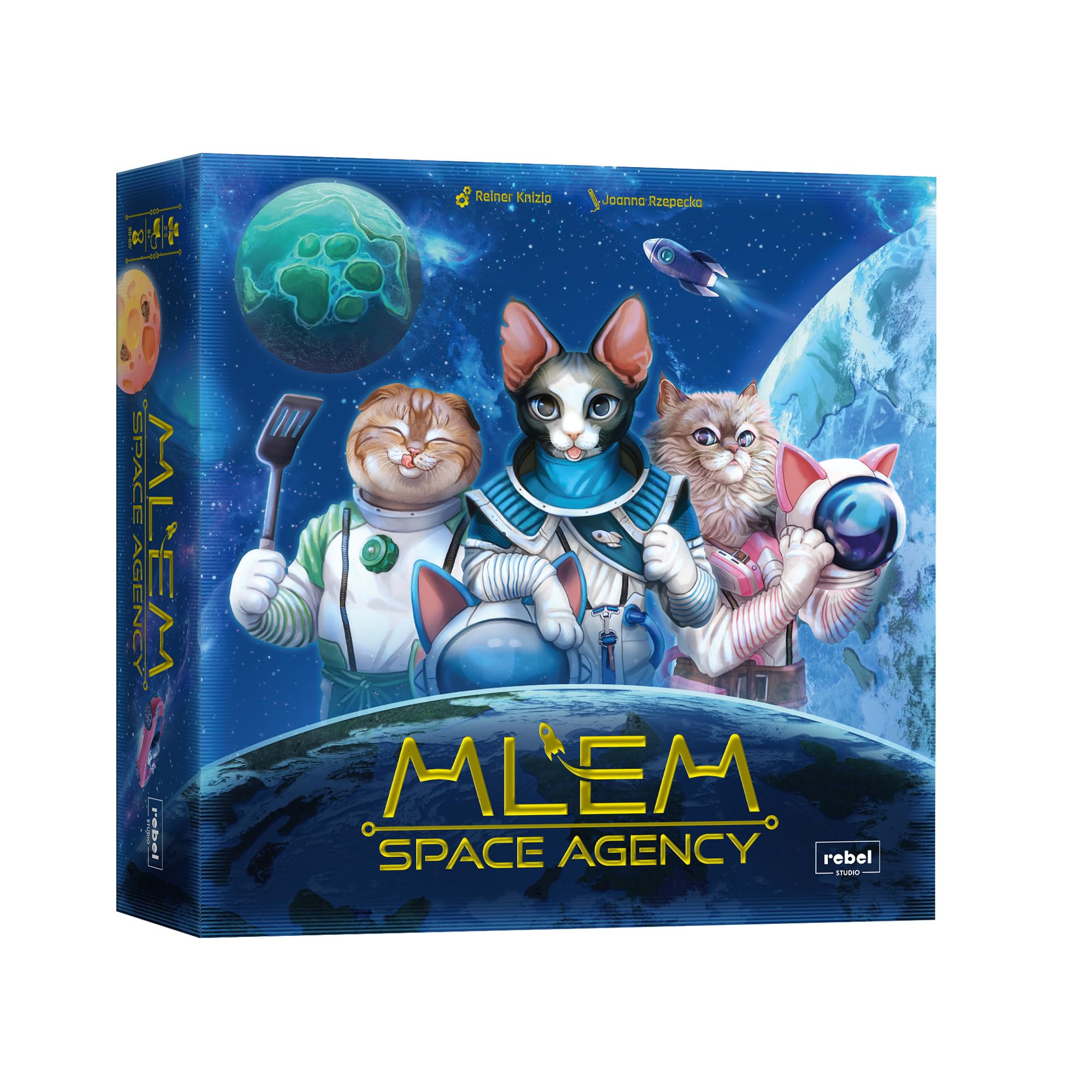 Rebel Studio MLEM: Space Agency Board Game - Purrfect Catstronaut Adventures! Dice-Rolling Strategy Game, Fun Family Game for Kids and Adults, Ages 8+, 2-5 Players, 30-45 Minute Playtime
