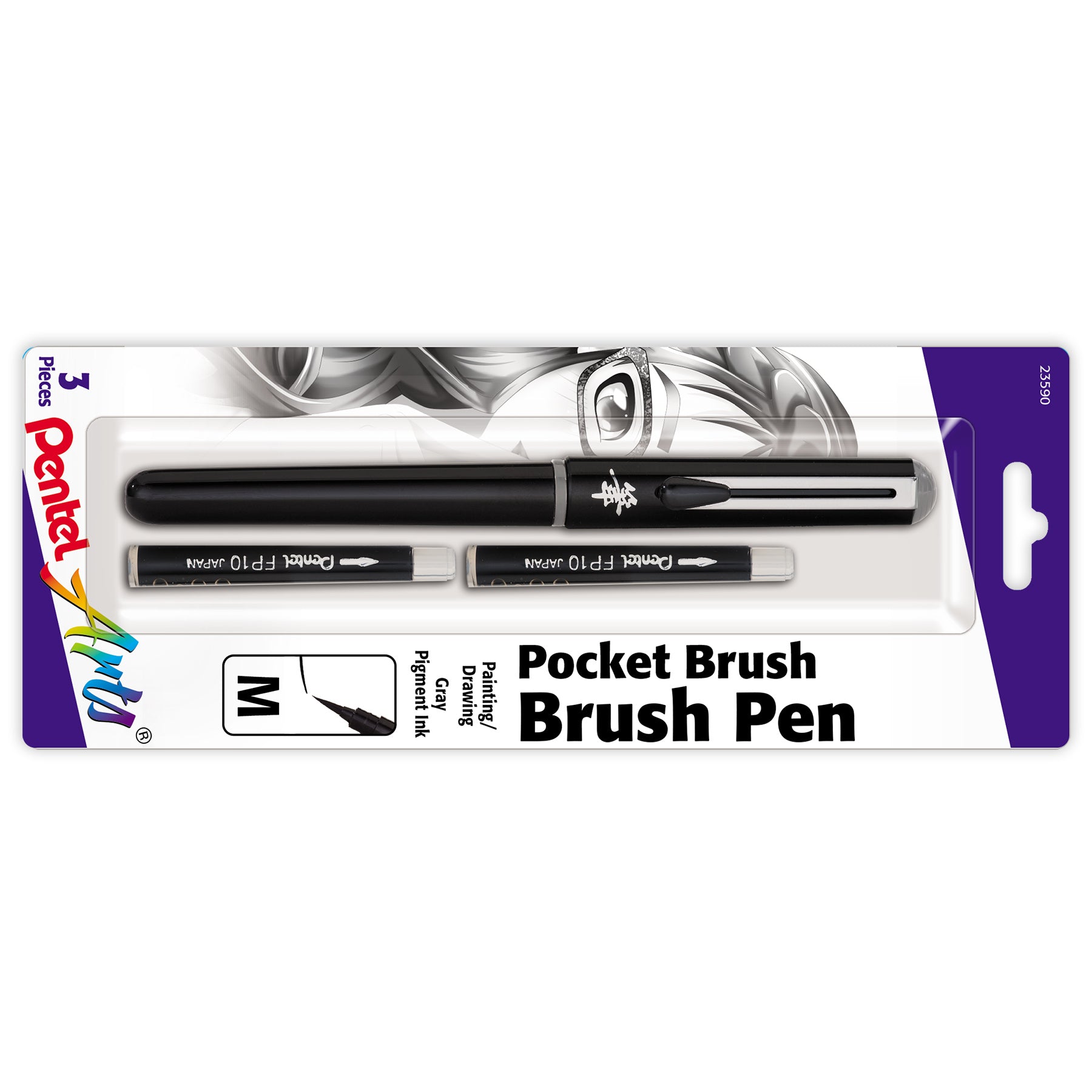 Pocket Brush Pen with 2 Gray Refills