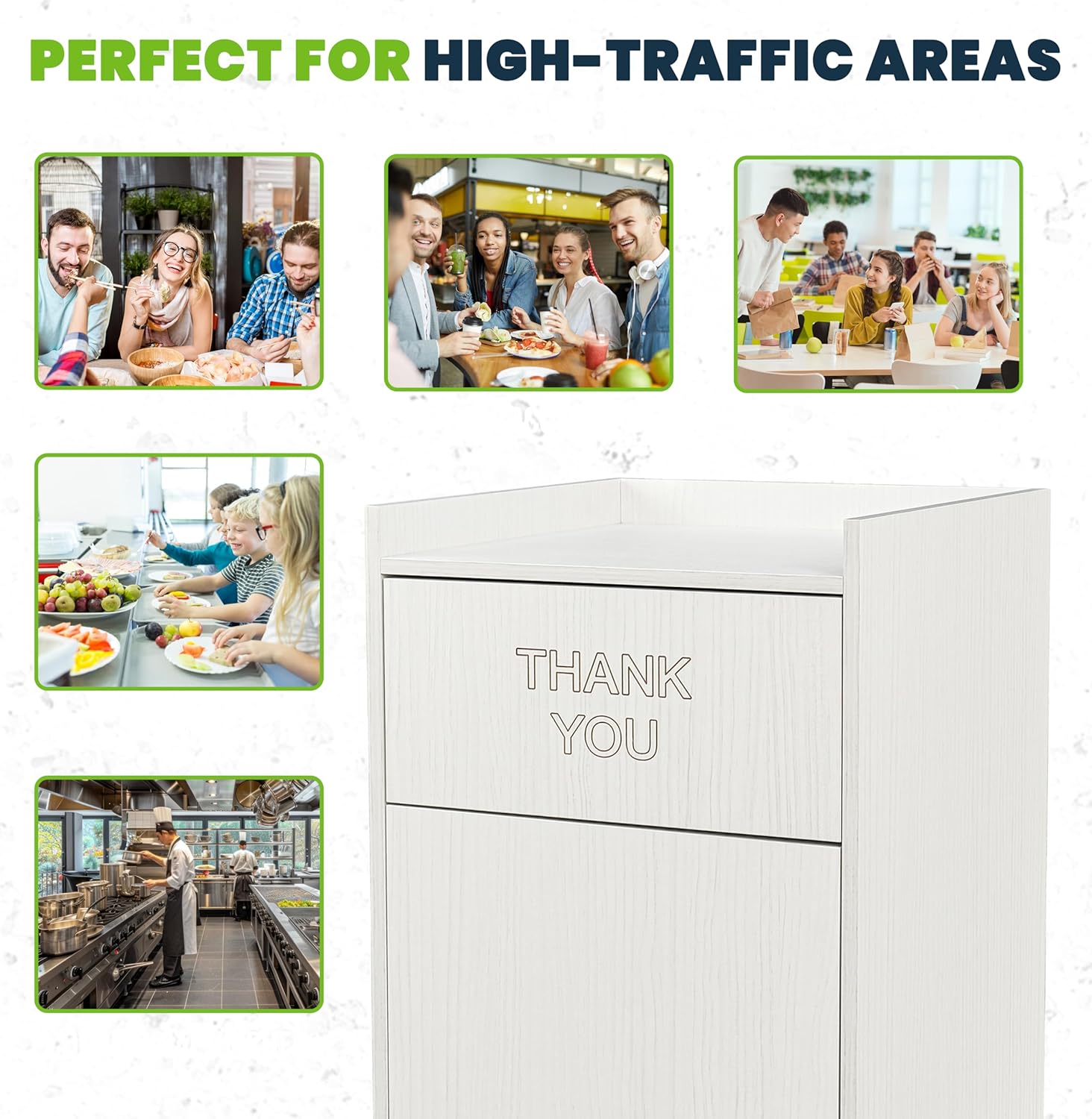 40 Gal. White Wood Commercial Tray Top Waste Enclosure Trash Receptacle 2 Pack