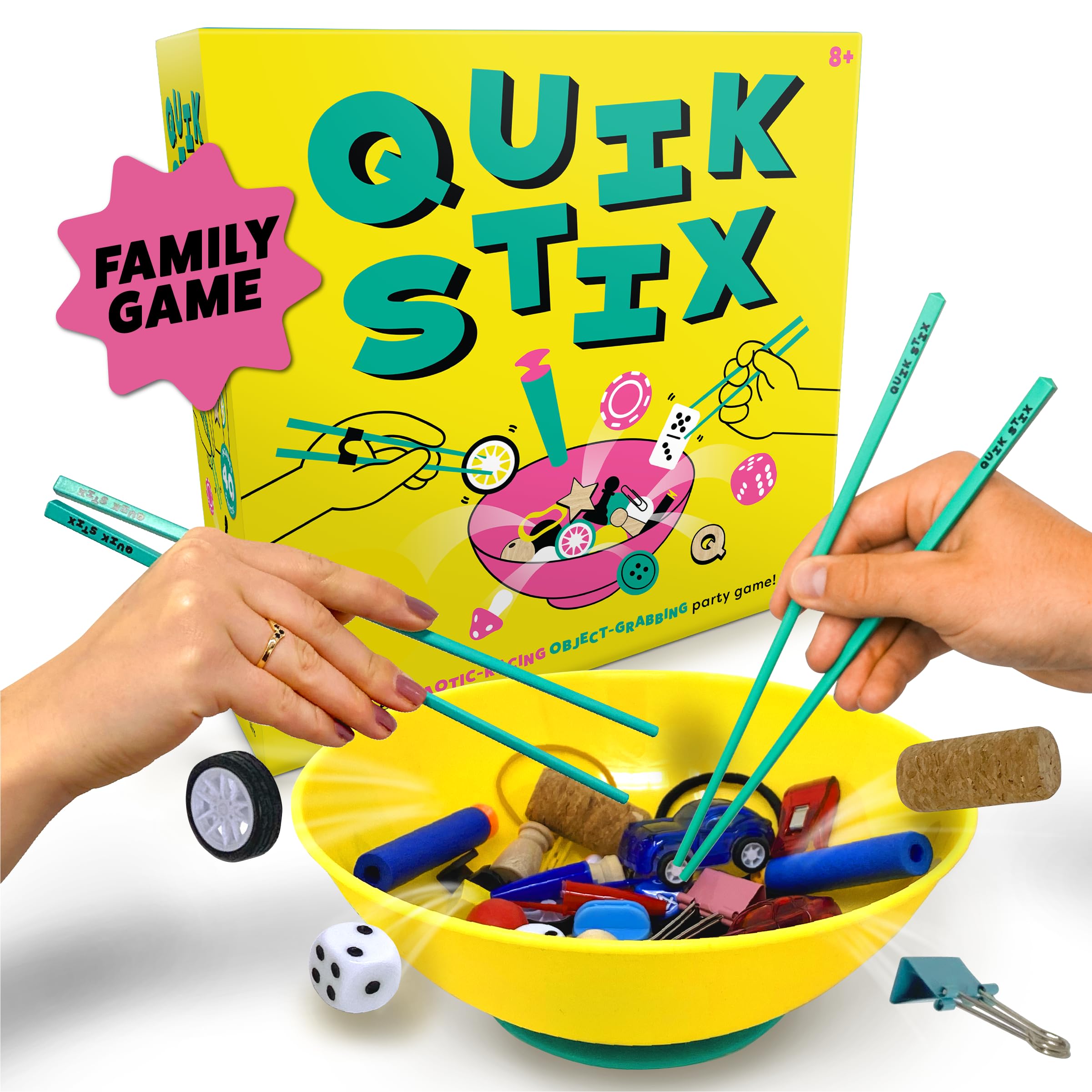 Lucky Egg Quik Stix Skill Game, Fun Family Games for Kids and Adults, 7+ Year Olds, 2-8 Players, Party Board Games for Adults & Kids, Perfect for Indoor & Outdoor Game Night, for Children & Families