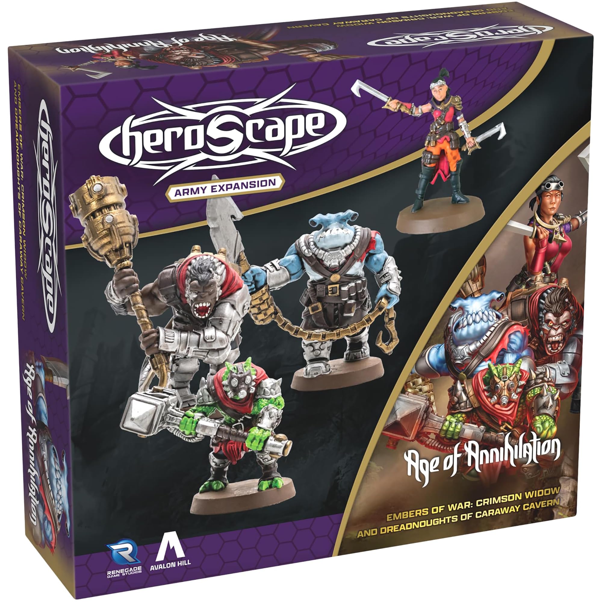Renegade Game Studios - Heroscape Crimson Widow and Dreadnoughts of Caraway Cavern Army Expansion - Add on Content for The Heroscape Miniatures Game - Battel Box or Master Set is Required to Play