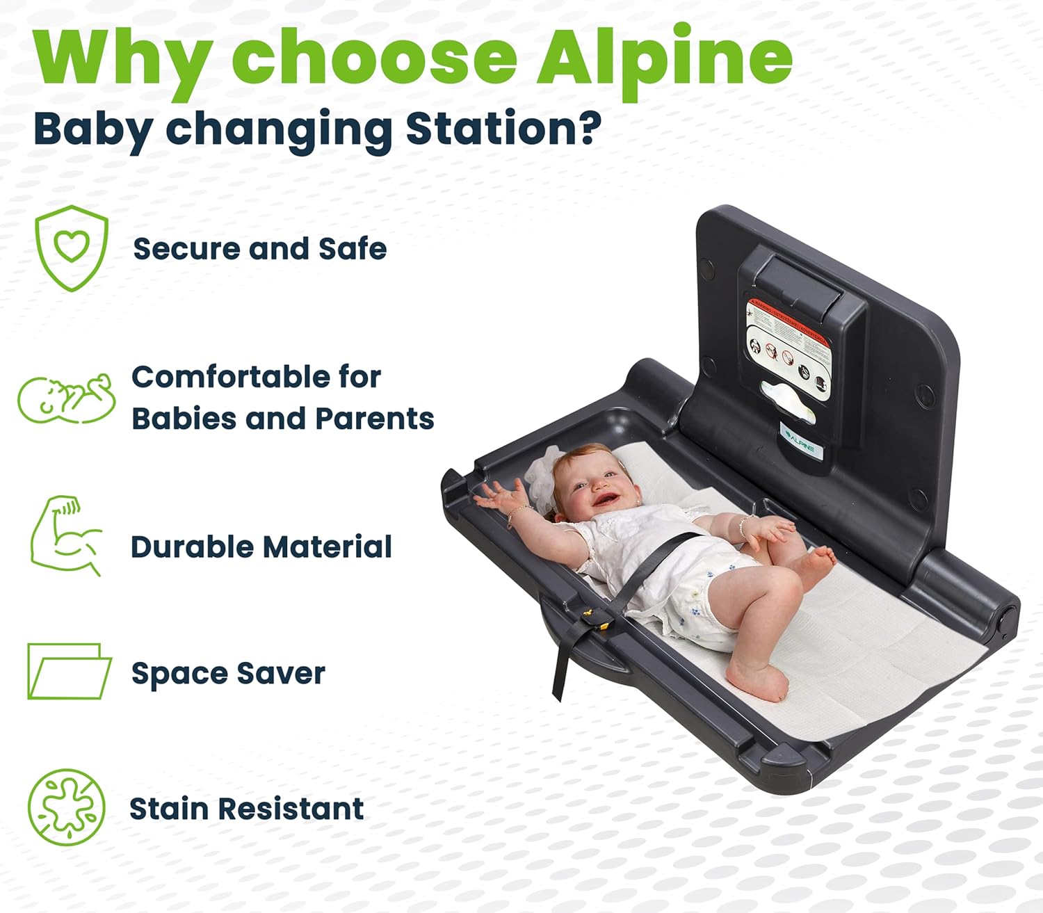 Alpine Industries Black Horizontal Baby Changing Station