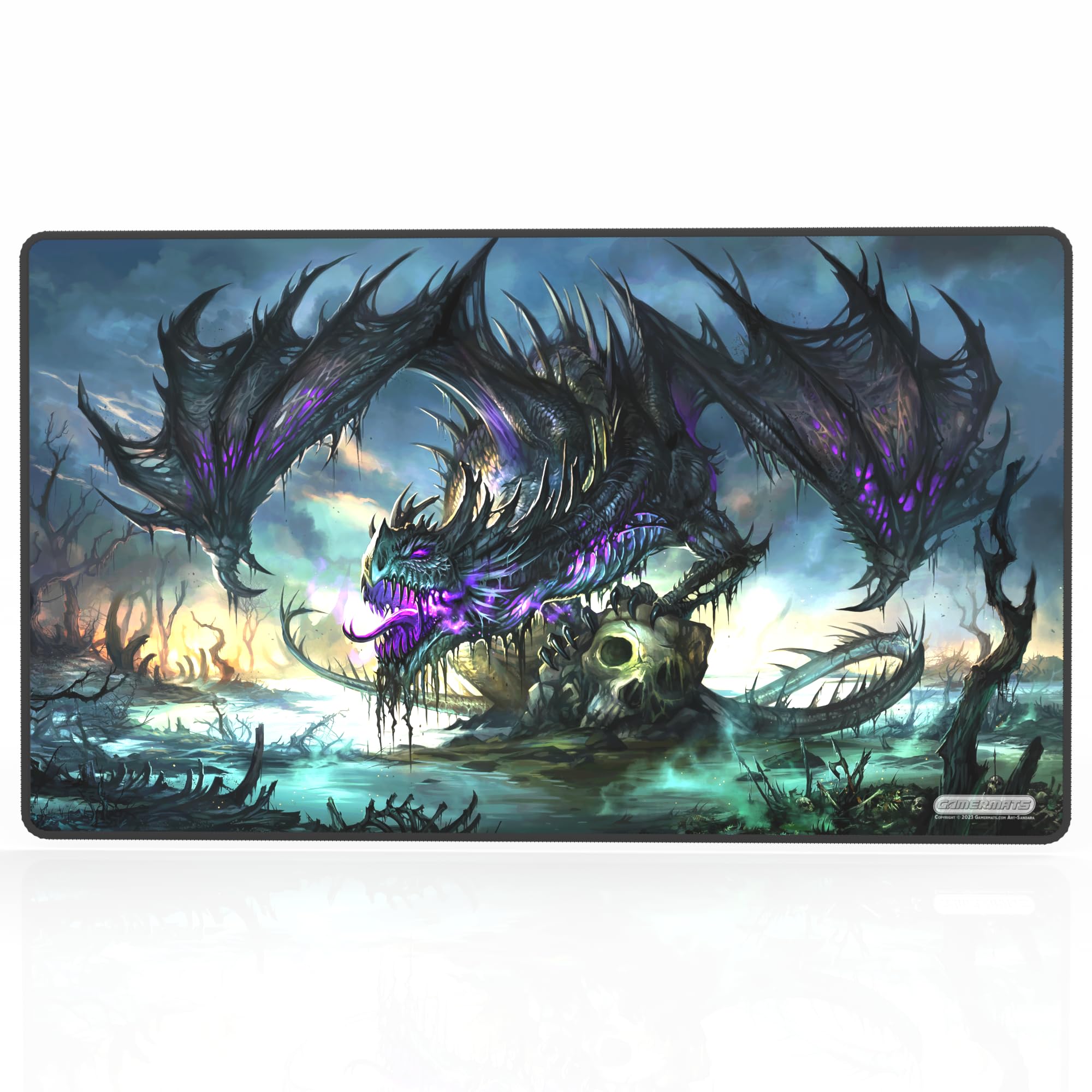 GamerMats Premium Stitched Playmats for Card Games & Computer Desktop PC Gaming - Unique Fantasy, Sci-fi, and Anime Designs, Non-Slip Rubber Base, Durable - MTG Compatible (Skull Collector)