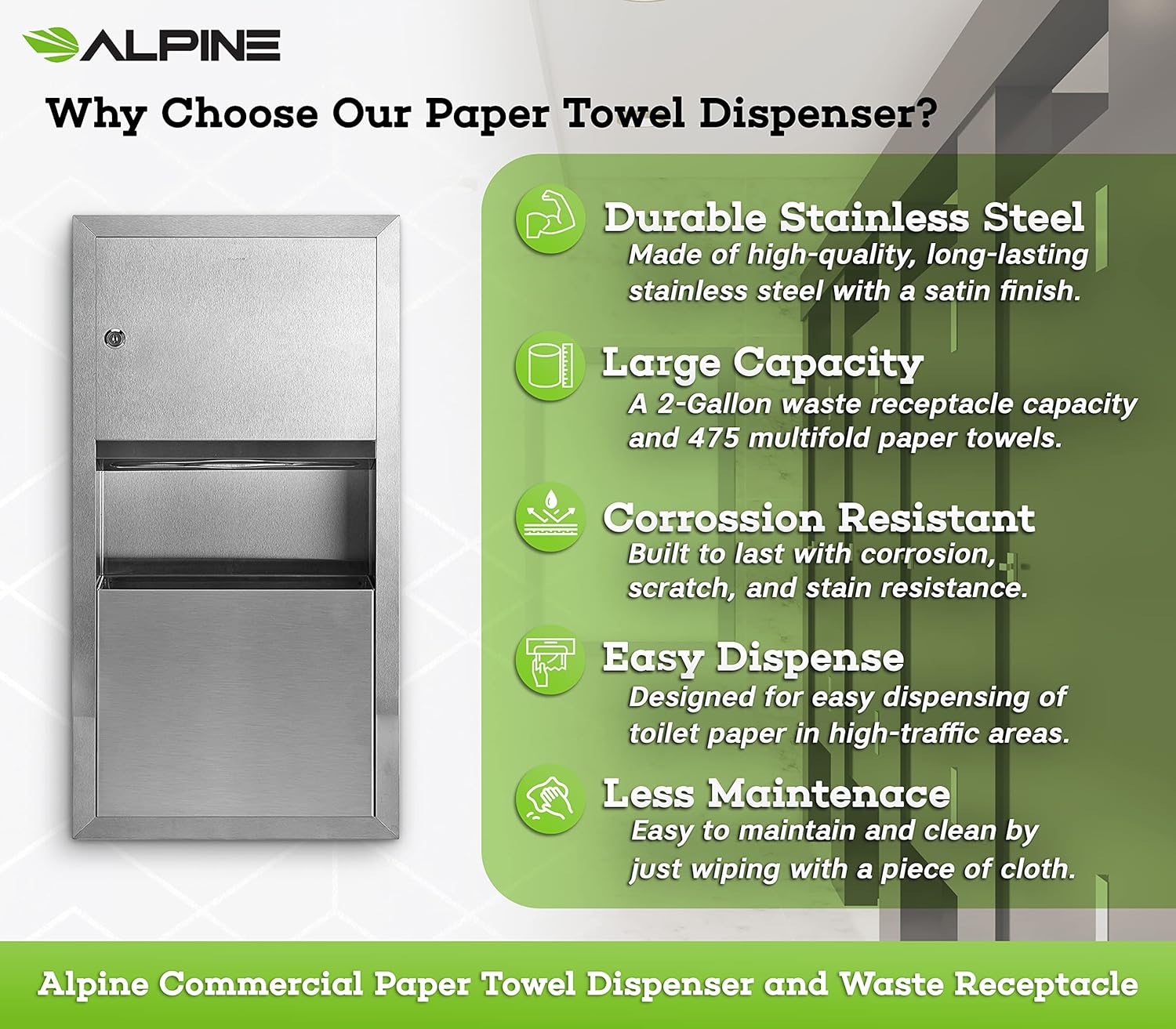 Recessed Paper Towel Dispenser / Waste Receptacle