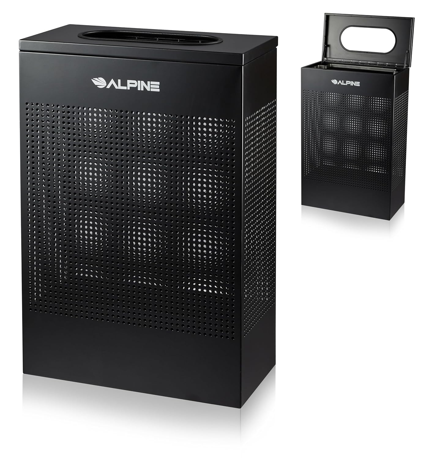 13 Gallon Black Perforated Metal Square Decorative Waste Receptacle