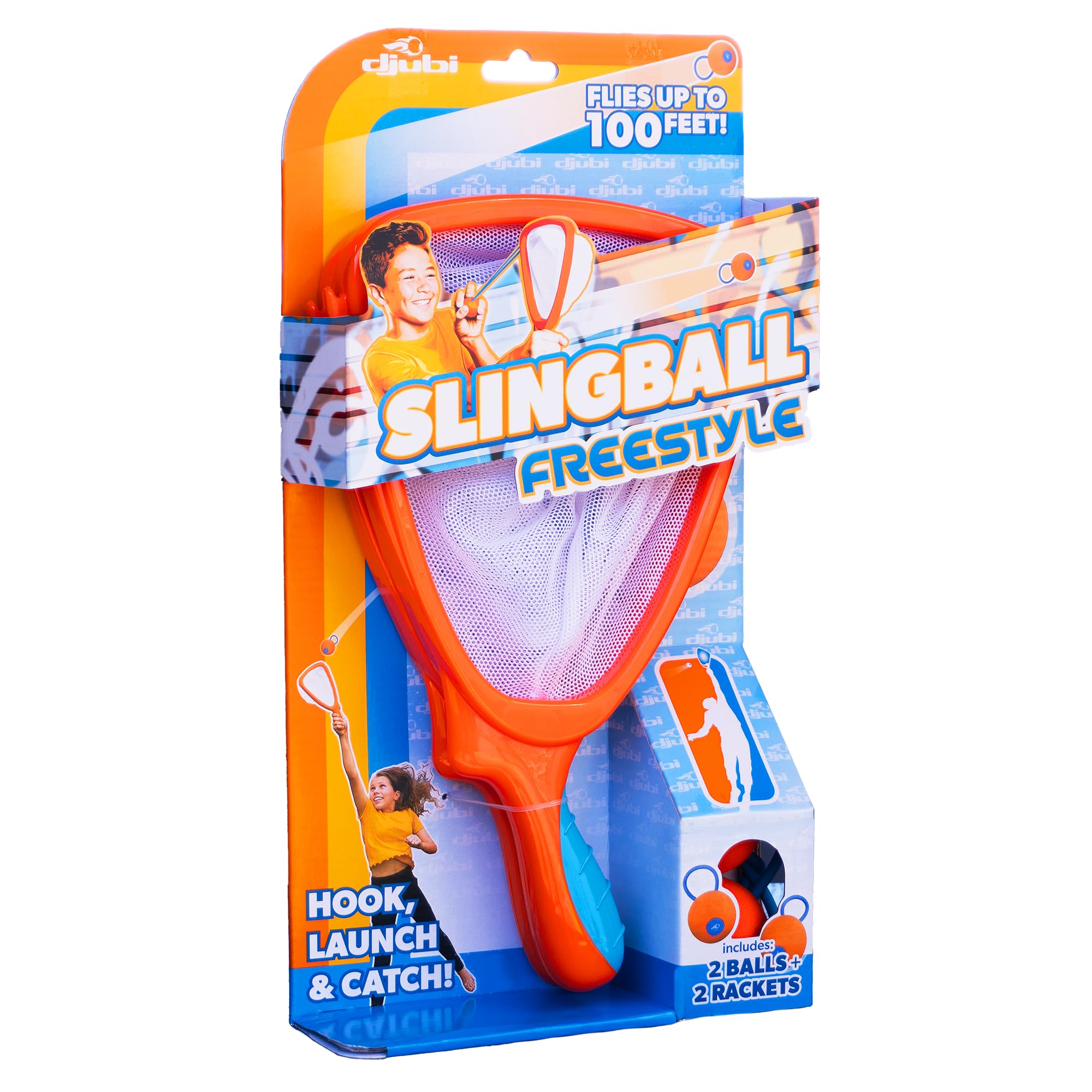 Djubi Slingball, The Ultimate Game of Catch, Long Distance Slingshot Scoop Ball Set, Fun Indoor & Outdoor Sports Toy - Freestyle