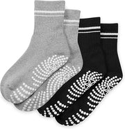 Gaiam Grippy Crew Socks (2-Pack, Grey/Black)