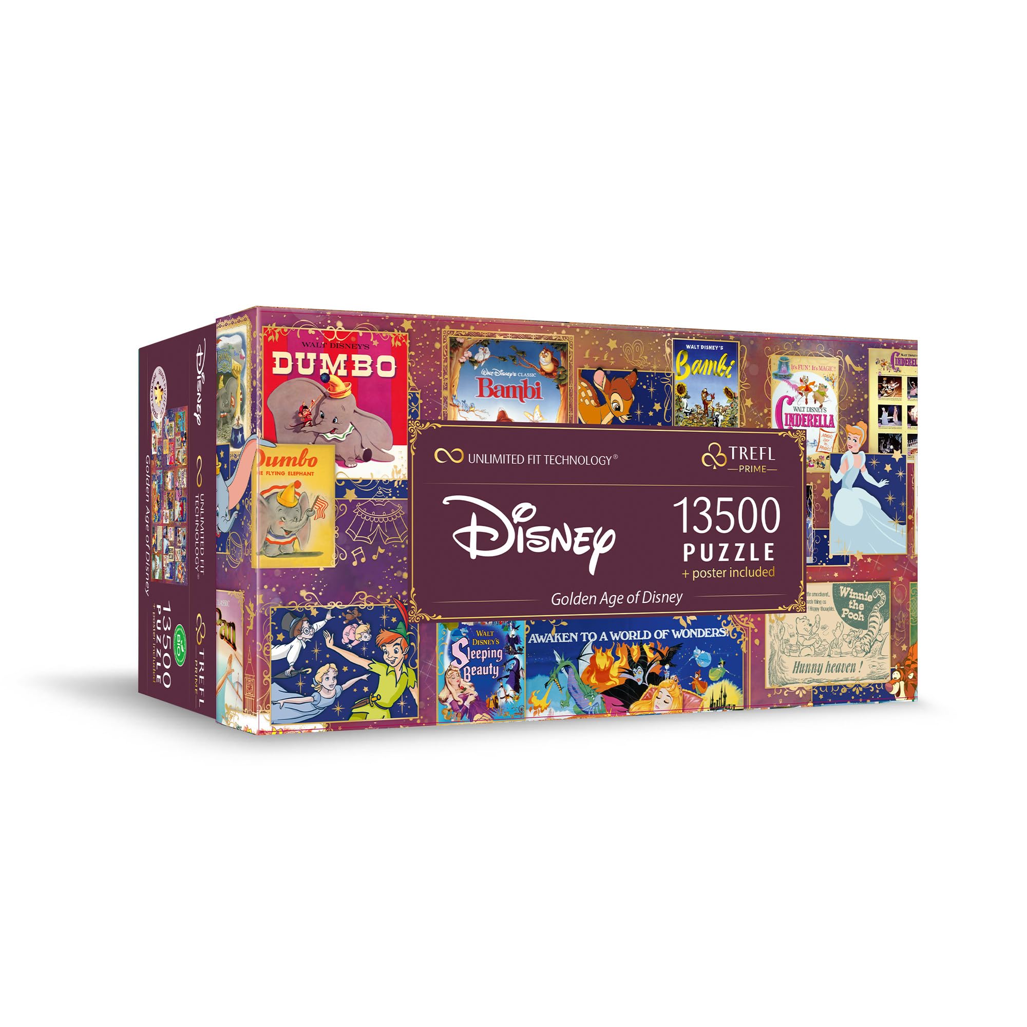 Trefl 13500 Piece Jigsaw Puzzle Golden Age of Disney Prime 78"x54" Large Jigsaw, BIO, ECO, Collage with Disney Characters, Creative Fun for Adults and Children from 14 Years Old
