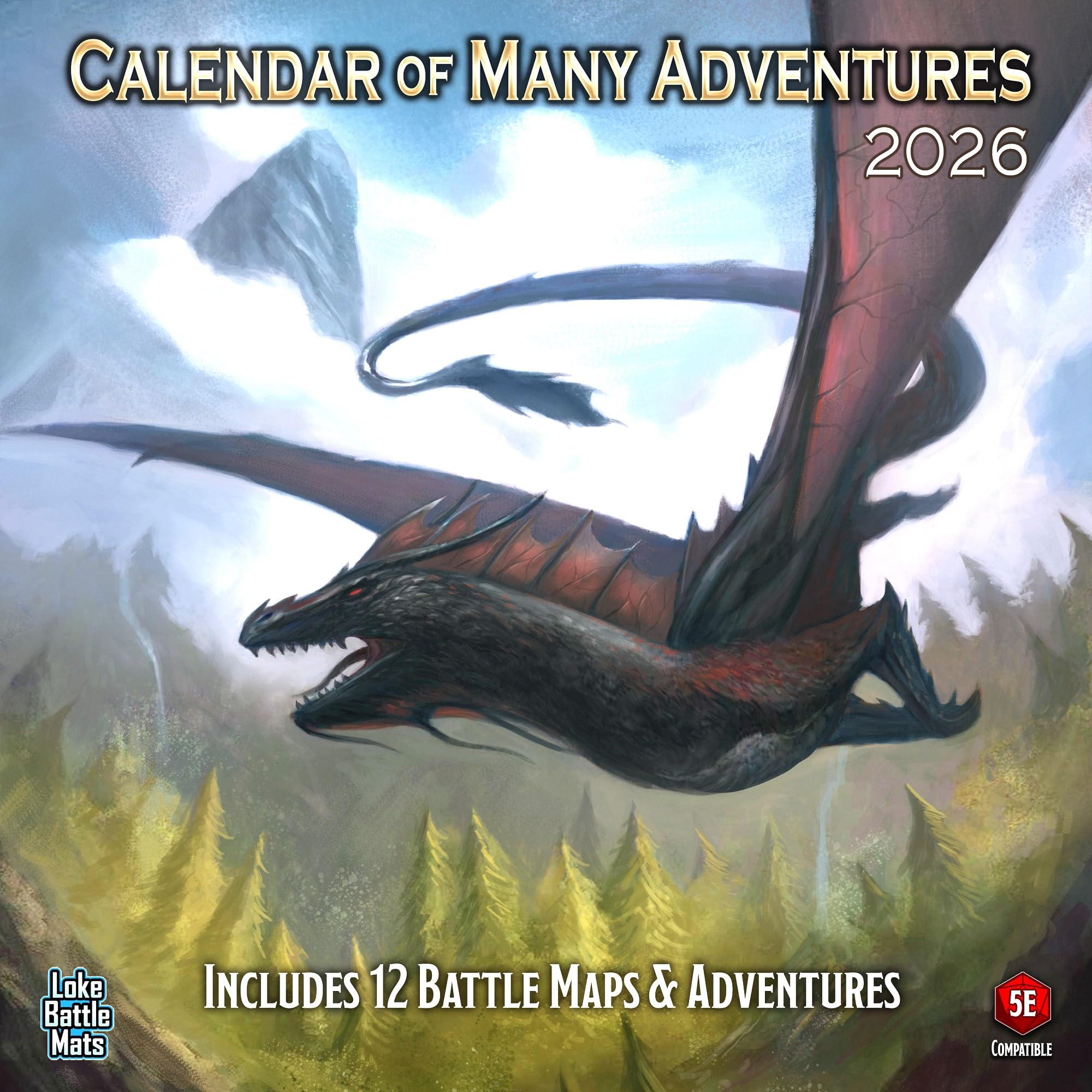 Calendar of Many Adventures 2026 – 12 Battle Maps & 12 5E Adventures | RPG Campaign & One-Shot Bundle | September 2026 Release