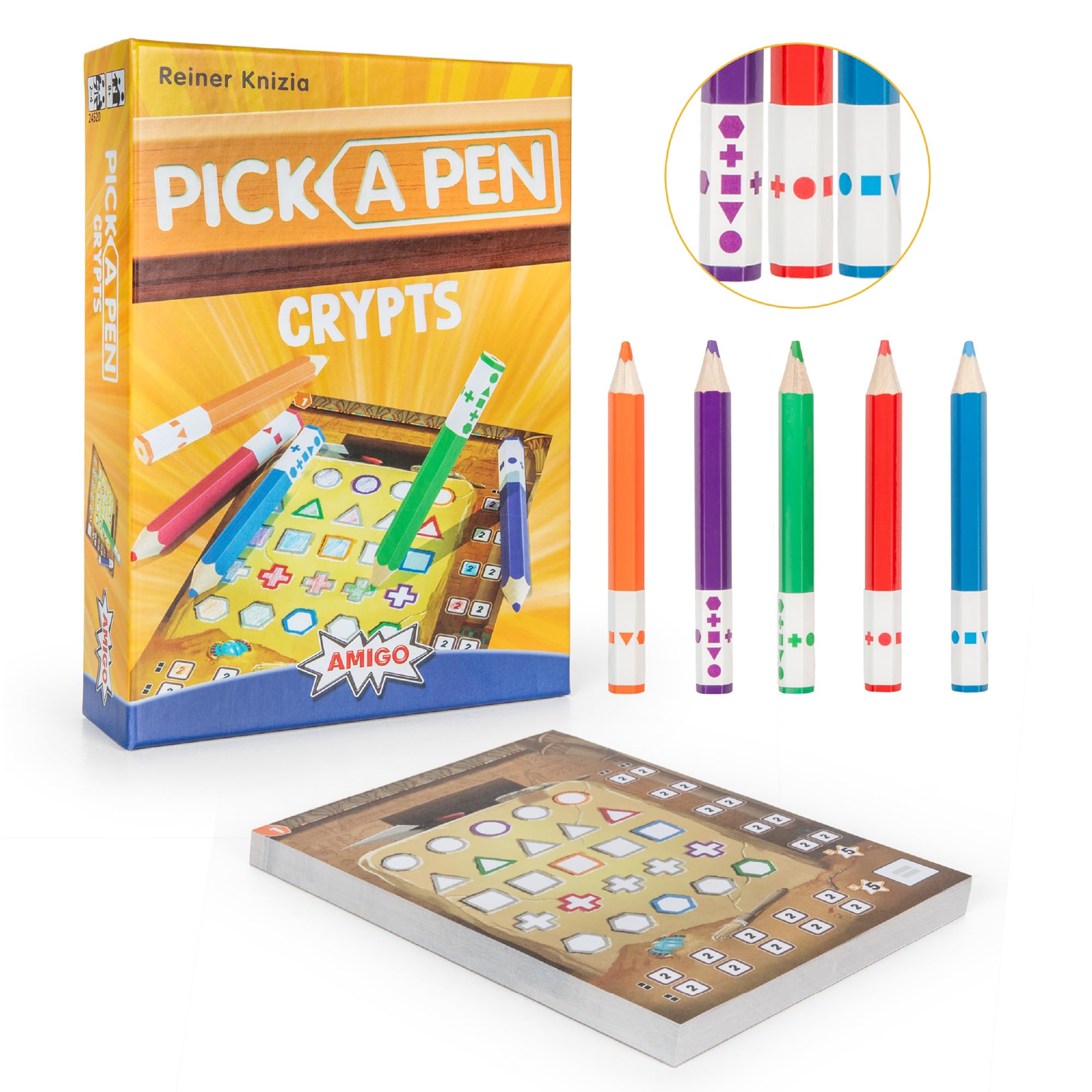 Amigo Games Pick a Pen Crypts – Highly Innovative Roll & Write Dice Game – Score Points by Completing The Most Rows & Columns – Perfect for Family Game Night - Kids & Adults Ages 8+