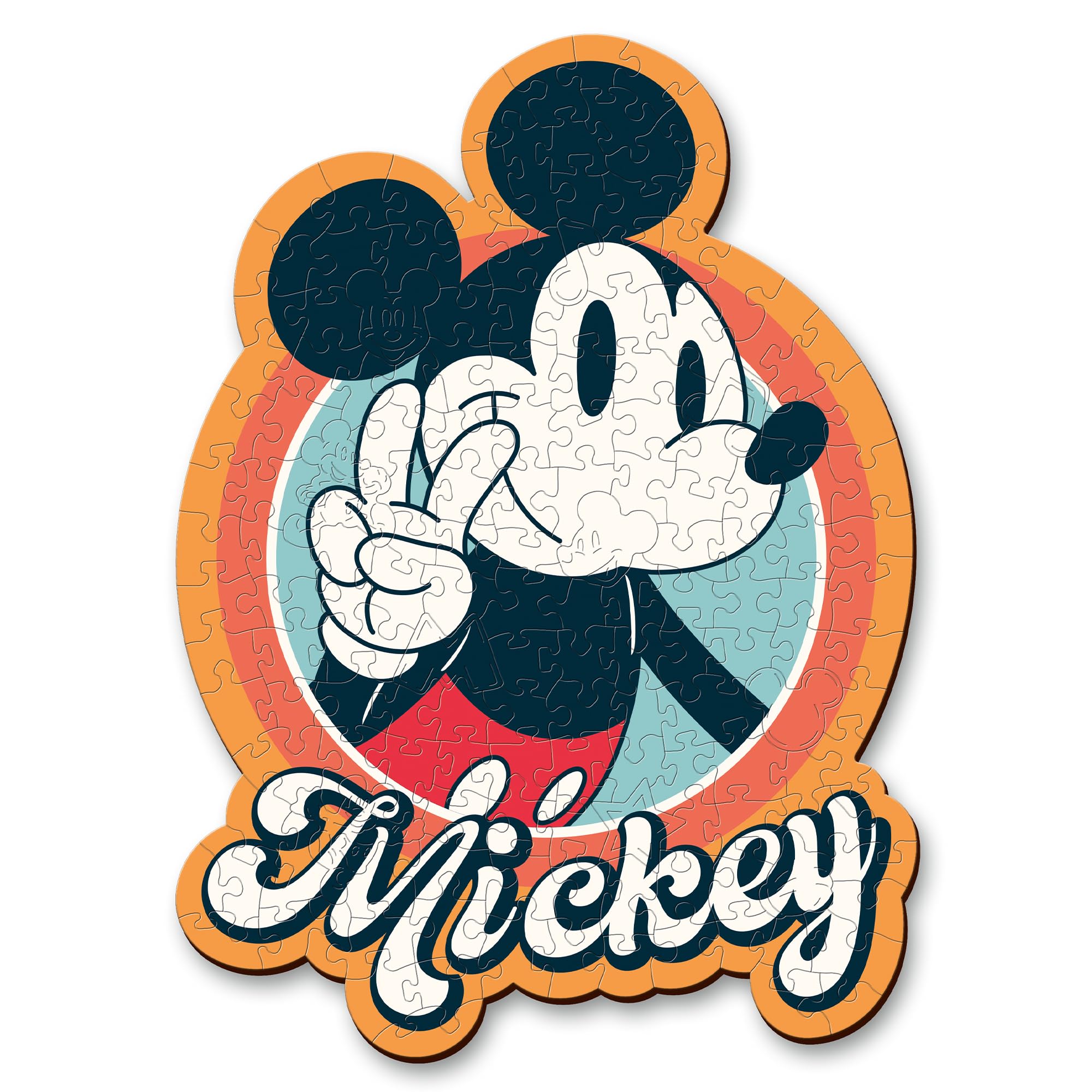 Trefl Disney 160 Piece Jigsaw Puzzle Retro Mickey Mouse Wood Craft Irregular Shapes, 10 Puzzles of Disney Symbols, Modern Premium Jigsaw, for Adults and Children from 9 Years Old