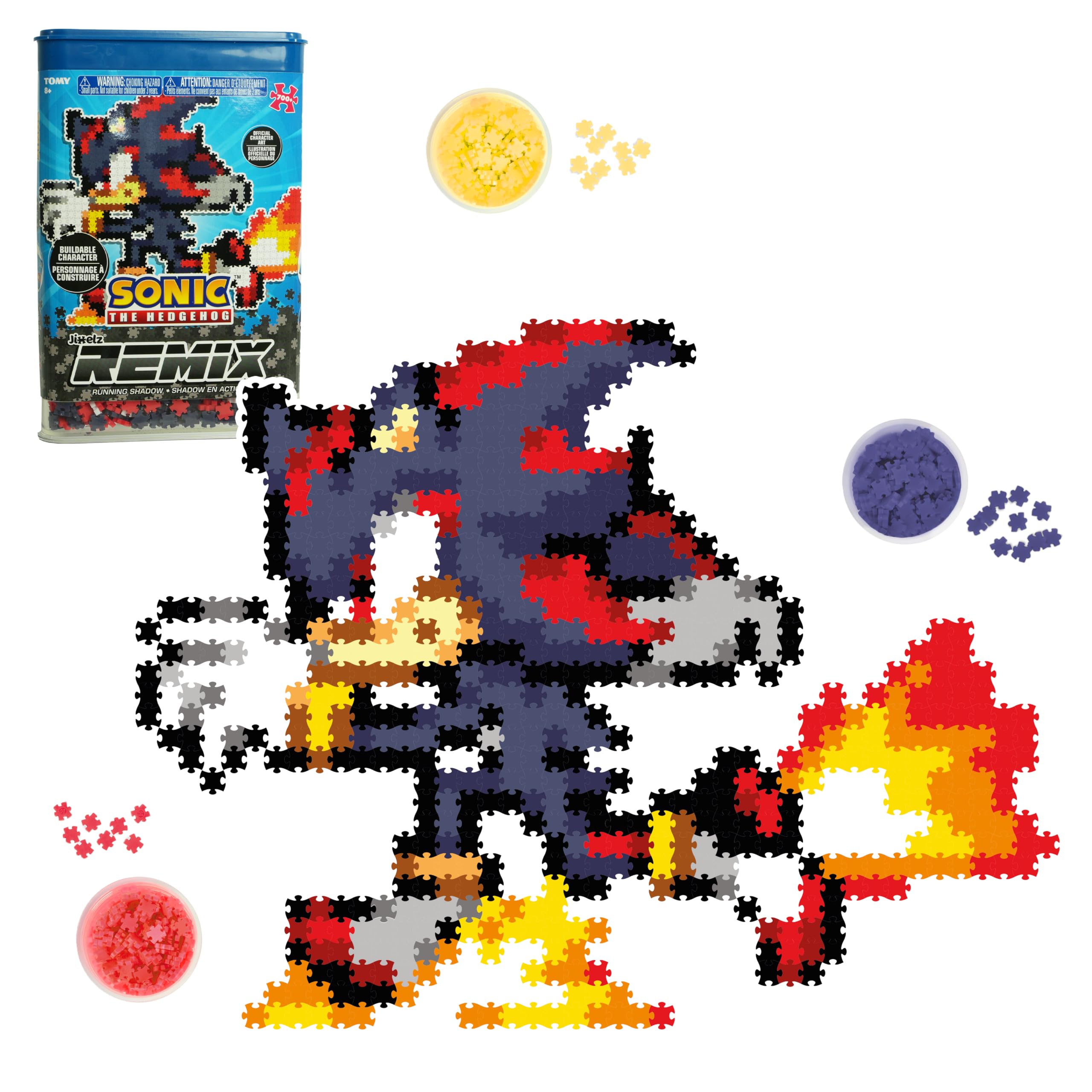 TOMY Jixelz Remix Sonic The Hedgehog Craft Kit - Running Shadow - No Heat or Glue Required - Gaming Room Decor and Video Game Collectibles - 1200+ Pieces - Ages 8 Years and Up