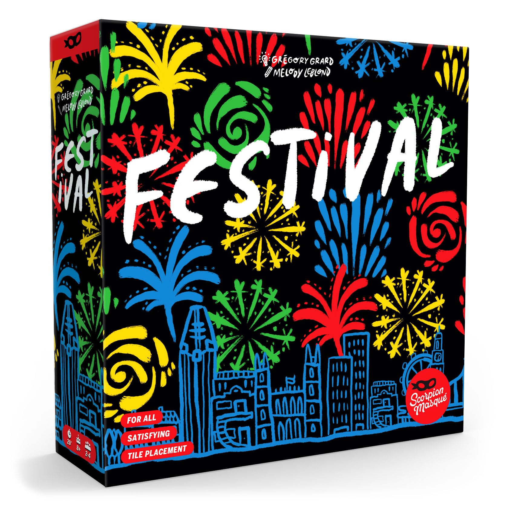 Festival - Light Up The Sky! | Fun Holiday Fireworks Board Game for Kids, Teens, and Adults | Select Tiles to Create The Most Beautiful Fireworks Display | Ages 8+ | 2 to 4 Players | 20 Min