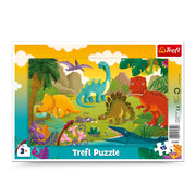 Trefl 15 Piece Jigsaw Puzzle Frame Dinosaurs Print, DIY Puzzle, Creative Fun, Classic Puzzle for Adults and Children from 3 Years Old