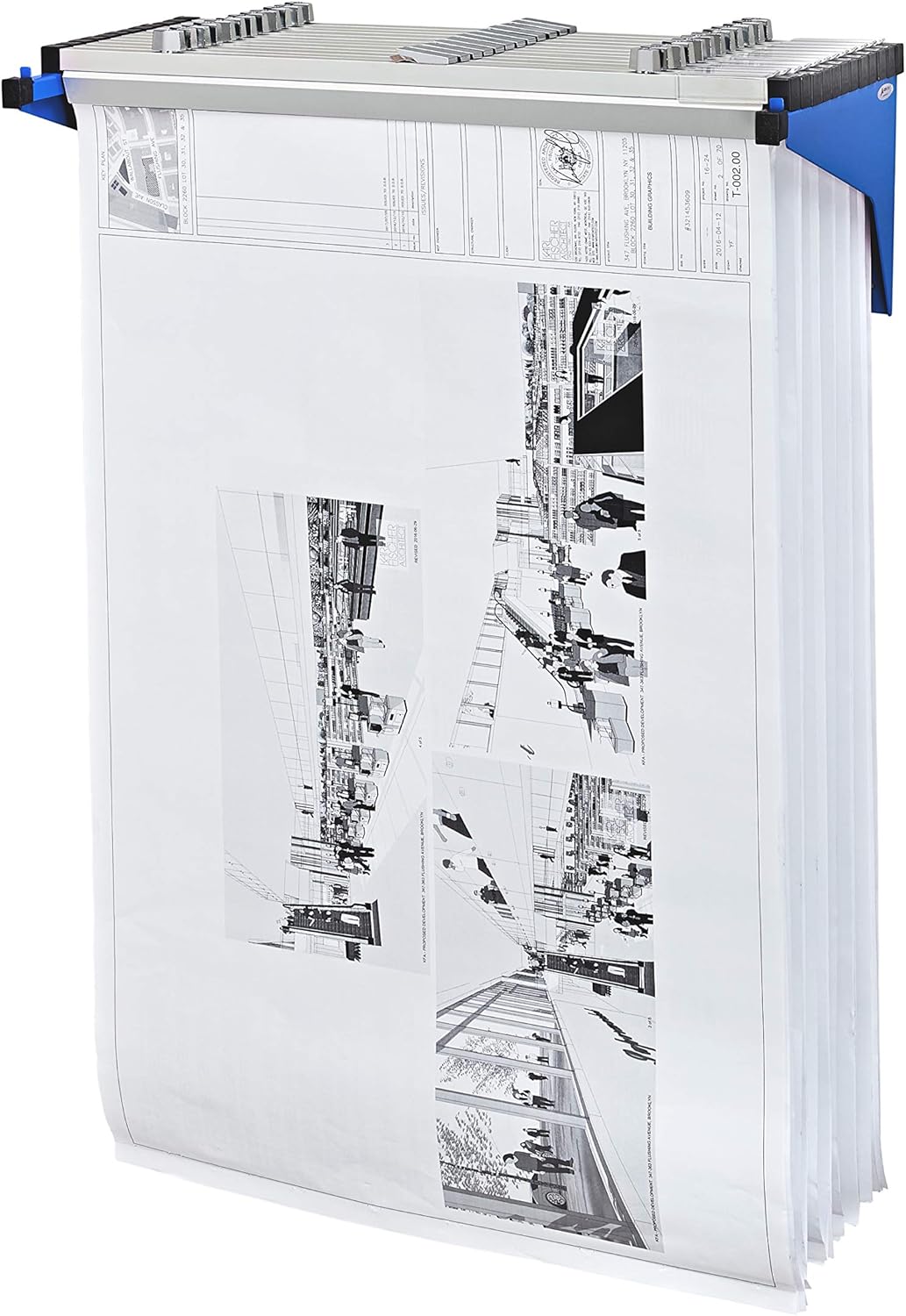 Drop Lift Wall Rack for Blueprints, Blue (2 pack)