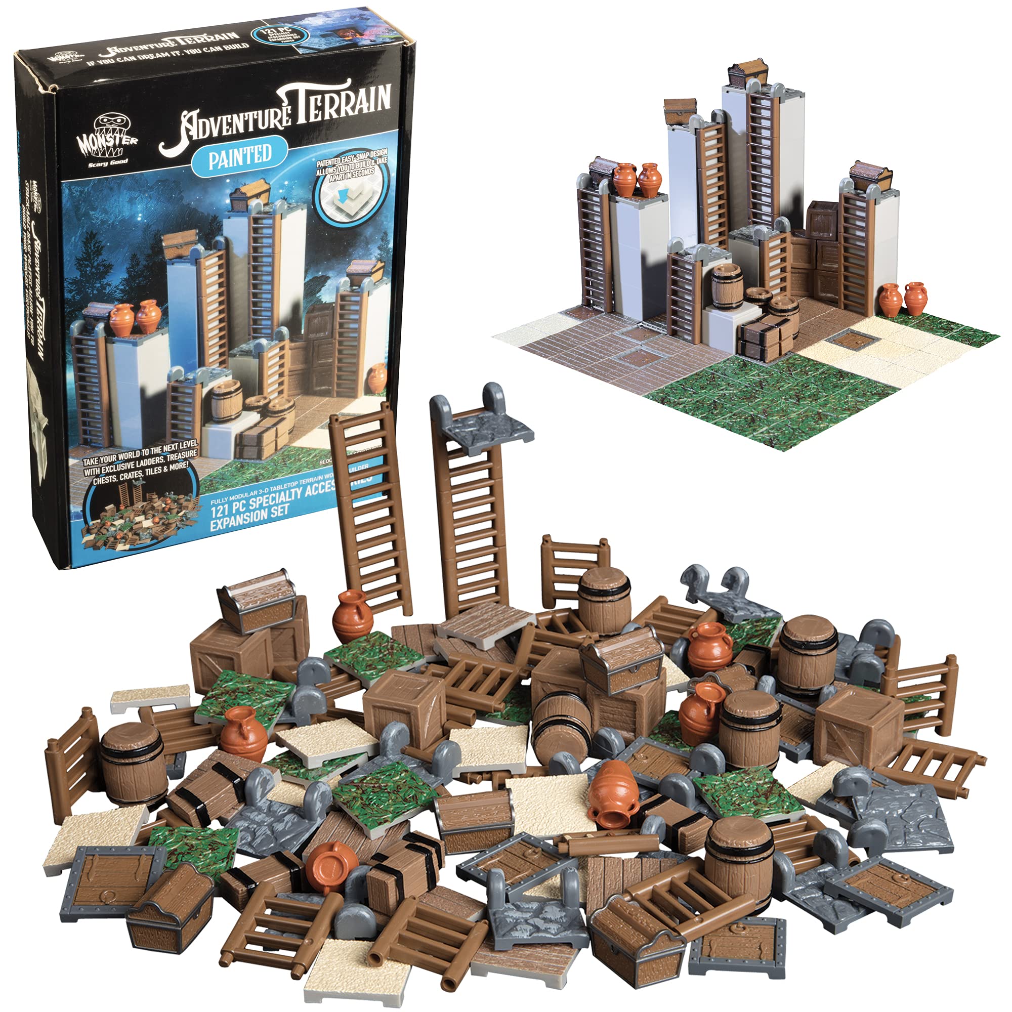 Monster Adventure Terrain 3D Interchangeable Builder System - 121pc Painted Specialty Accessories Set - Build Modular Worlds in a Snap & Elevate Your Campaign - Compatible with DND Dungeons & Dragons