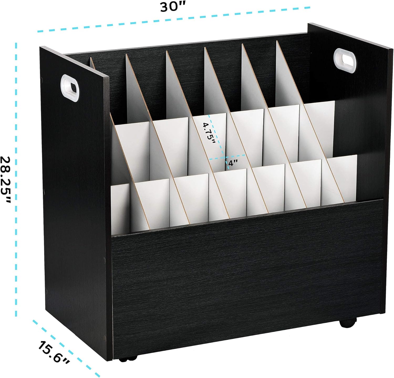 21-Slot Mobile Rolling Wood Blueprint Roll File Large Document Organizer