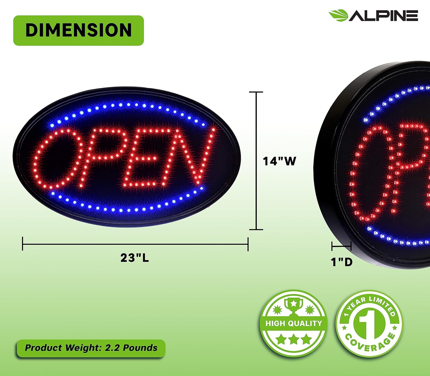 23 in. x 14 in. LED Oval Open Sign 2 Pack