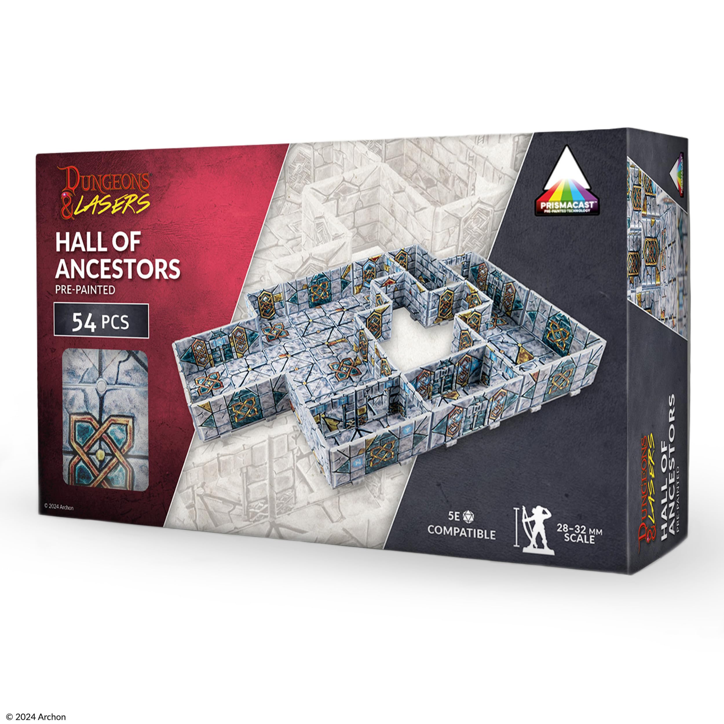 Dungeons & Lasers: Halls Of Ancestors Prepainted Terrain Sets for DND and Tabletop RPG Games - 5E Compatible with 28mm-32mm Scale Miniatures - Modular Design for Fast Assembly (Halls of Ancestors)