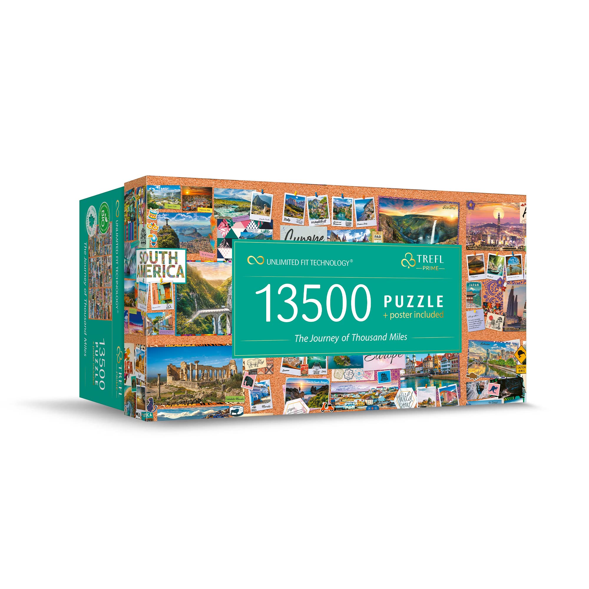 Trefl The Journey of Thousand Miles 13500 Piece Jigsaw Puzzle, Prime 78"x54" Large Jigsaw, BIO, ECO, Collage, Travel Jigsaw, Creative Fun for Adults and Children from 14 Years Old