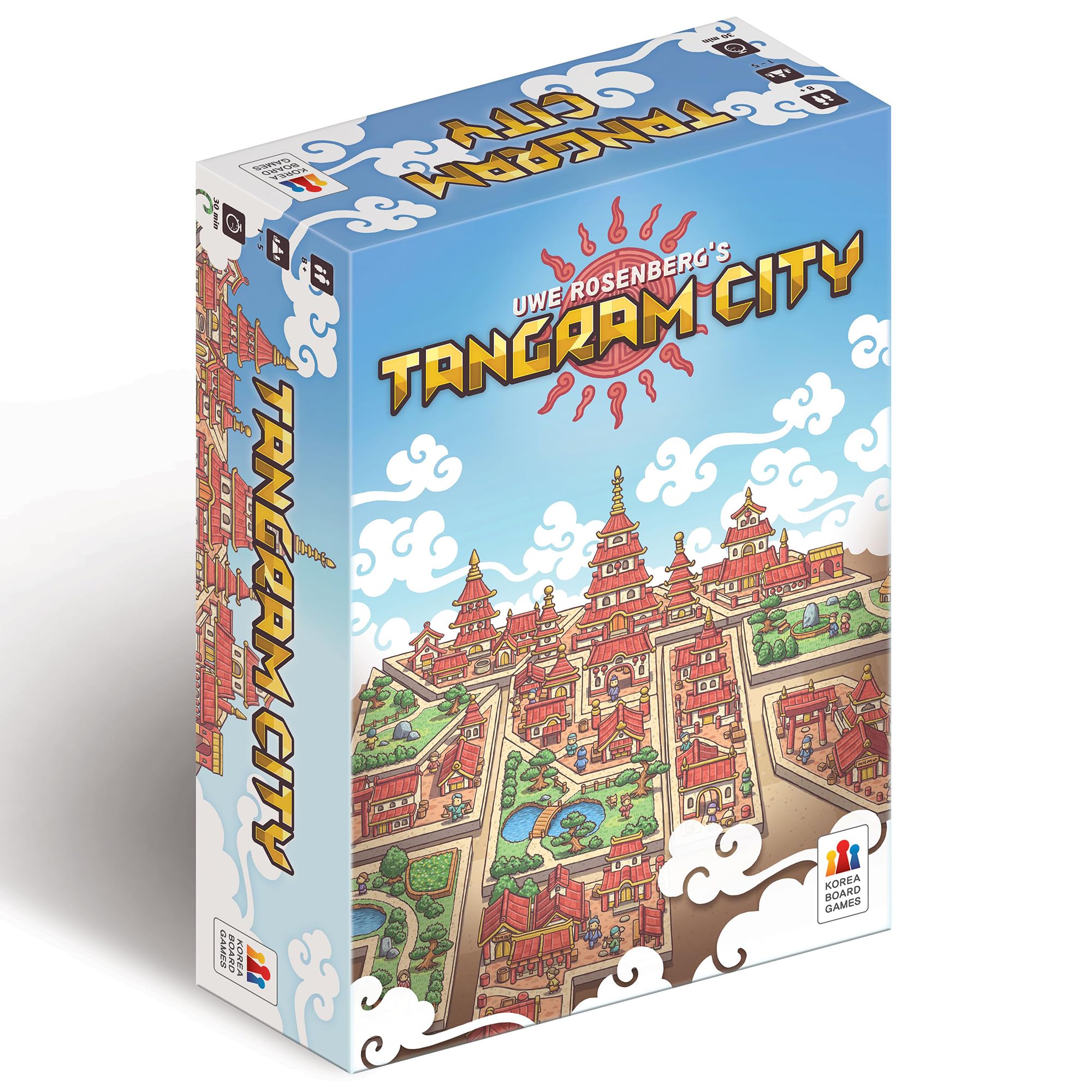 Capstone Games Tangram City Strategy Board Game for 1-5 Players - Abstract City Building Puzzle with Tile Laying, Spatial & Logical Planning, Solo & Competitive Gameplay - 30 Min | Ages 10+